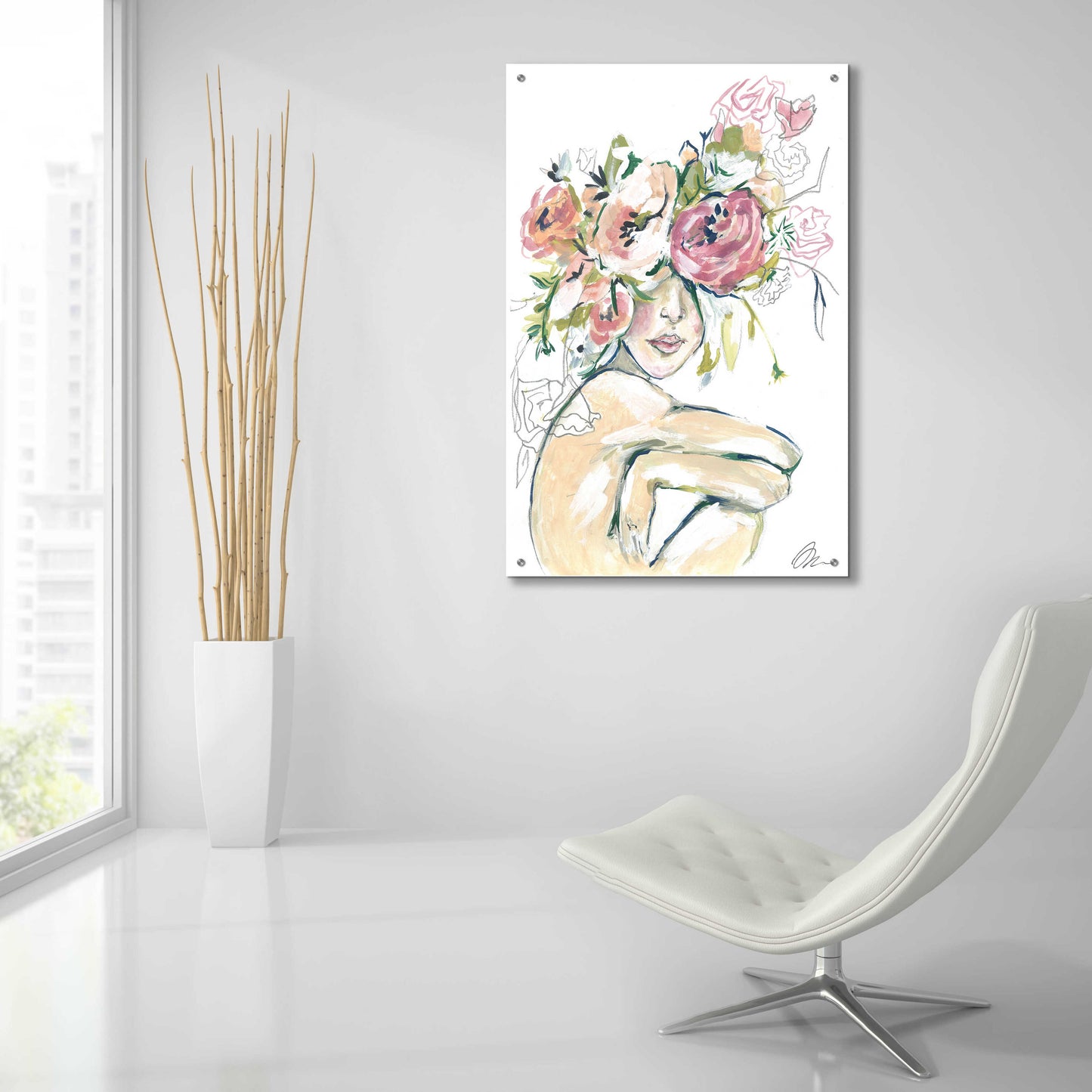 Epic Art 'Floral Woman' by Jessica Mingo, Acrylic Glass Wall Art,24x36