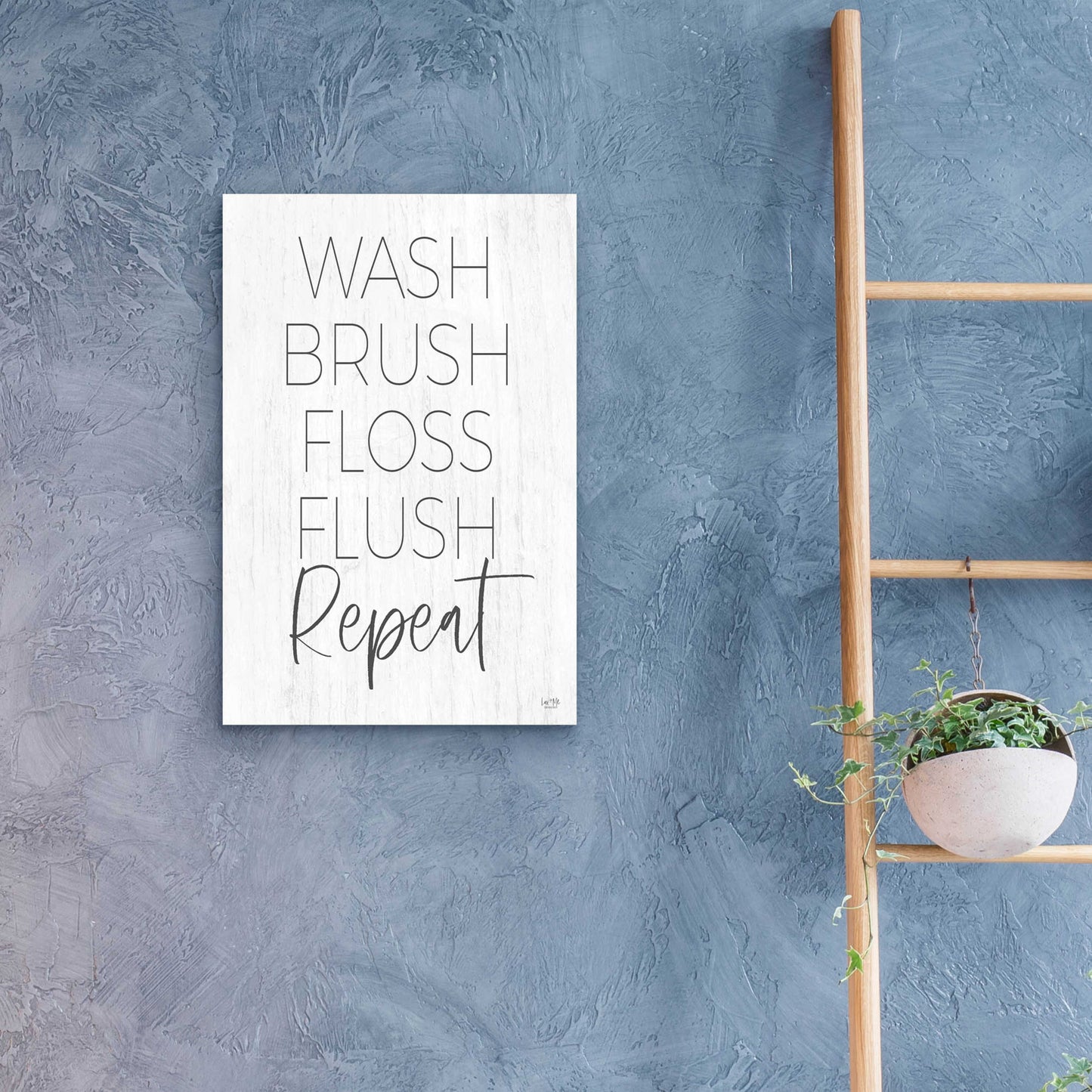 Epic Art 'Wash, Brush, Floss, Flush, Repeat' by Lux + Me Designs, Acrylic Glass Wall Art,16x24