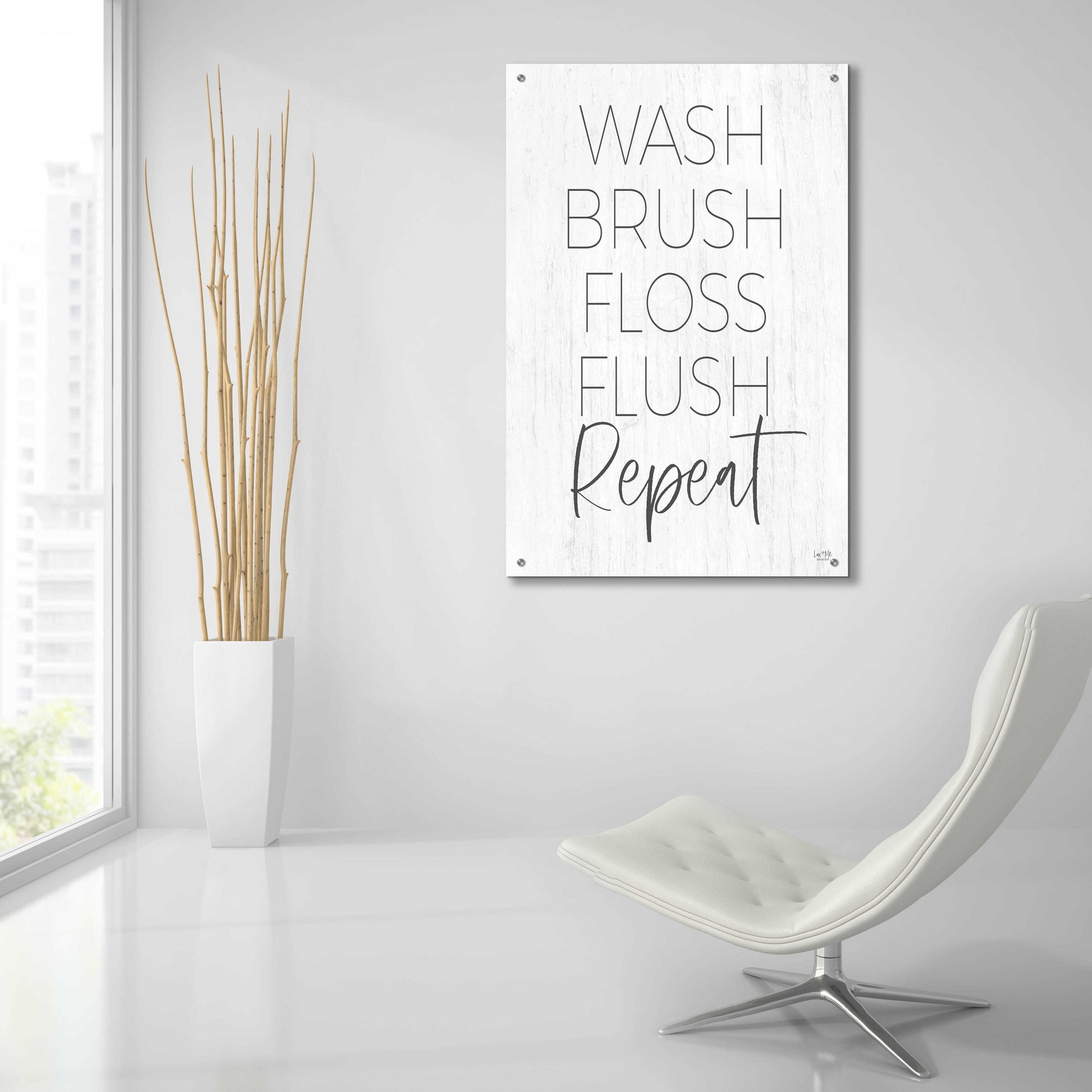 Epic Art 'Wash, Brush, Floss, Flush, Repeat' by Lux + Me Designs, Acrylic Glass Wall Art,24x36