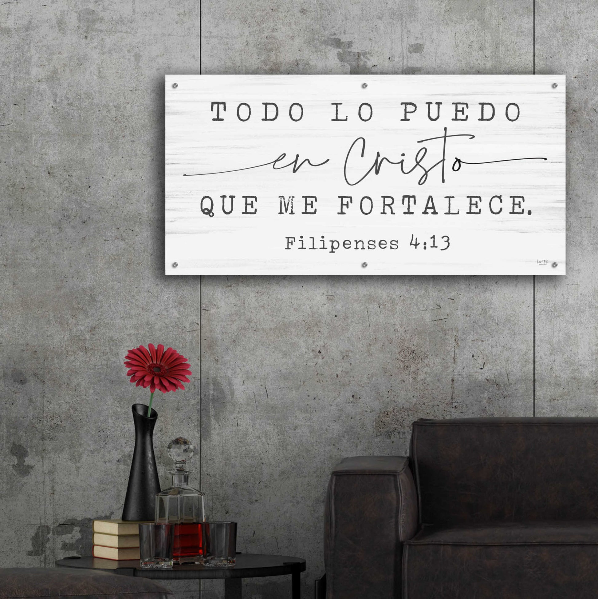 Epic Art 'Philippians 4.13 Spanish' by Lux + Me Designs, Acrylic Glass Wall Art,48x24