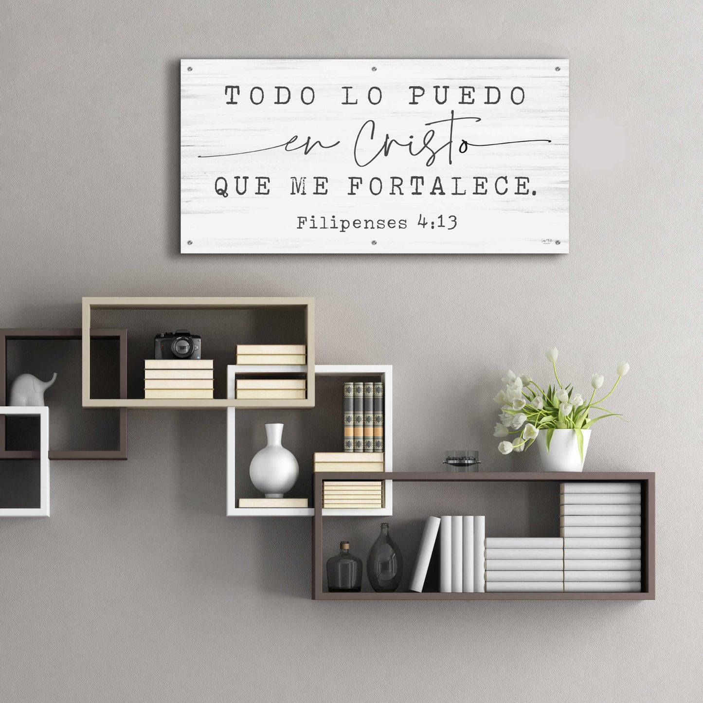 Epic Art 'Philippians 4.13 Spanish' by Lux + Me Designs, Acrylic Glass Wall Art,48x24