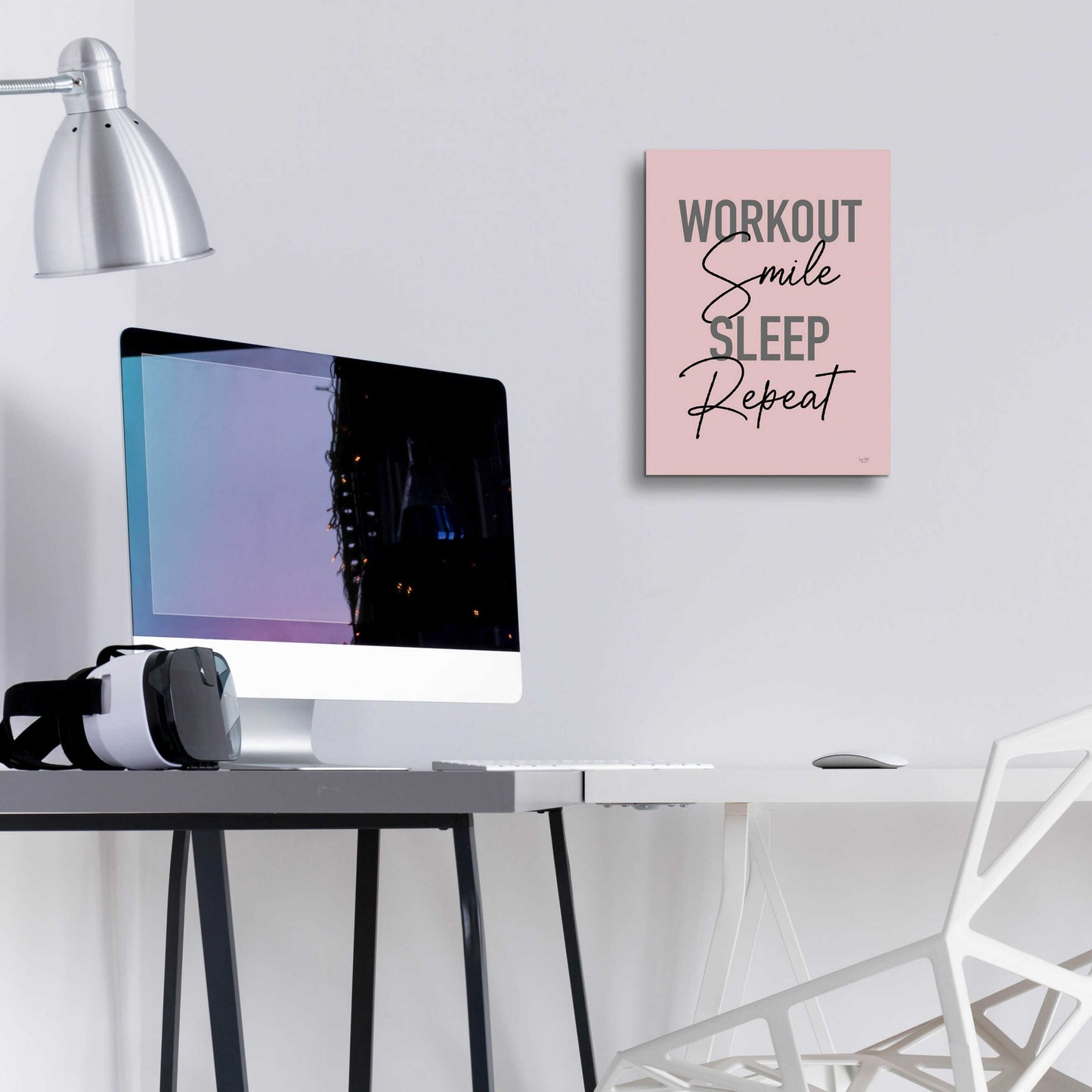 Epic Art 'Workout, Smile, Sleep, Repeat' by Lux + Me Designs, Acrylic Glass Wall Art,12x16