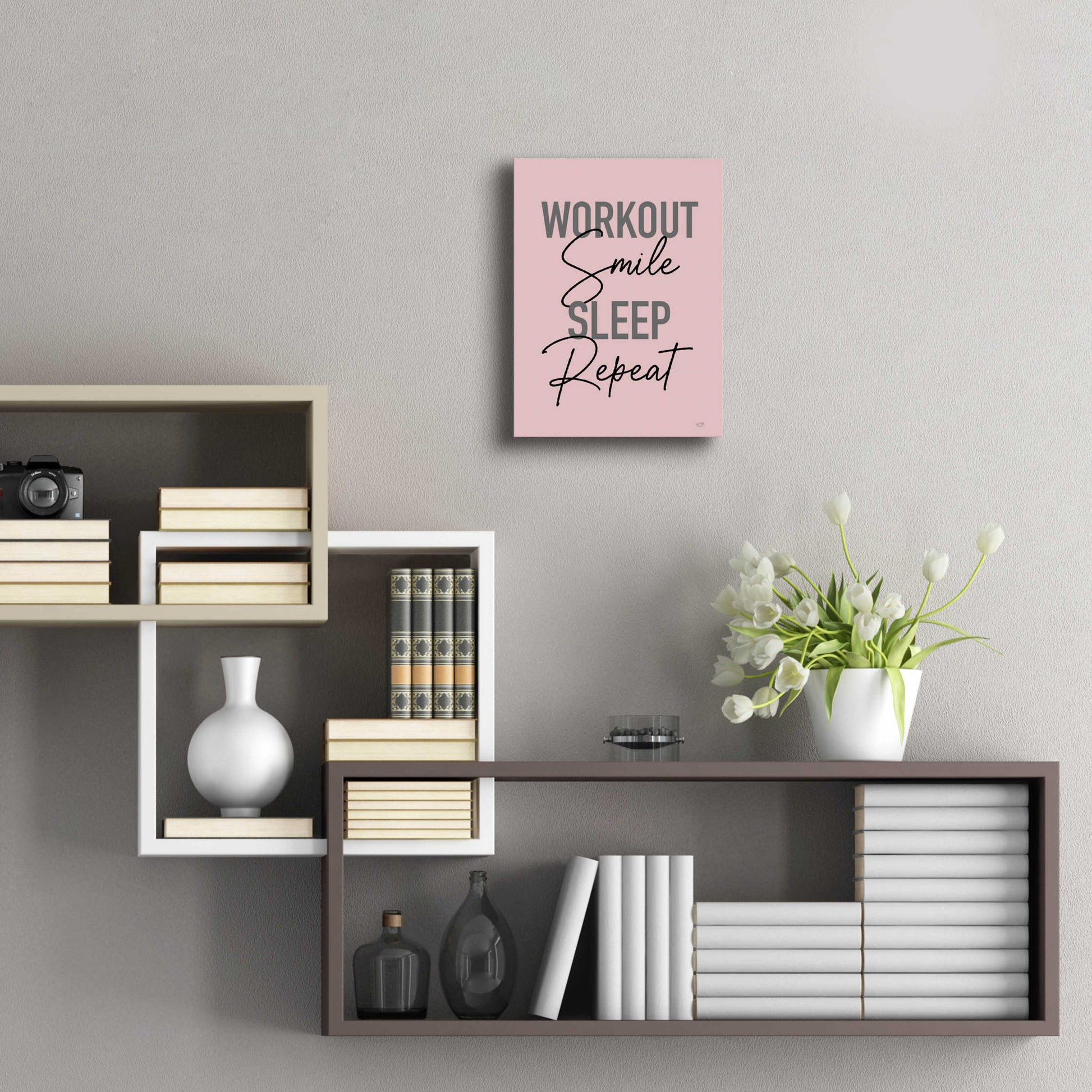 Epic Art 'Workout, Smile, Sleep, Repeat' by Lux + Me Designs, Acrylic Glass Wall Art,12x16