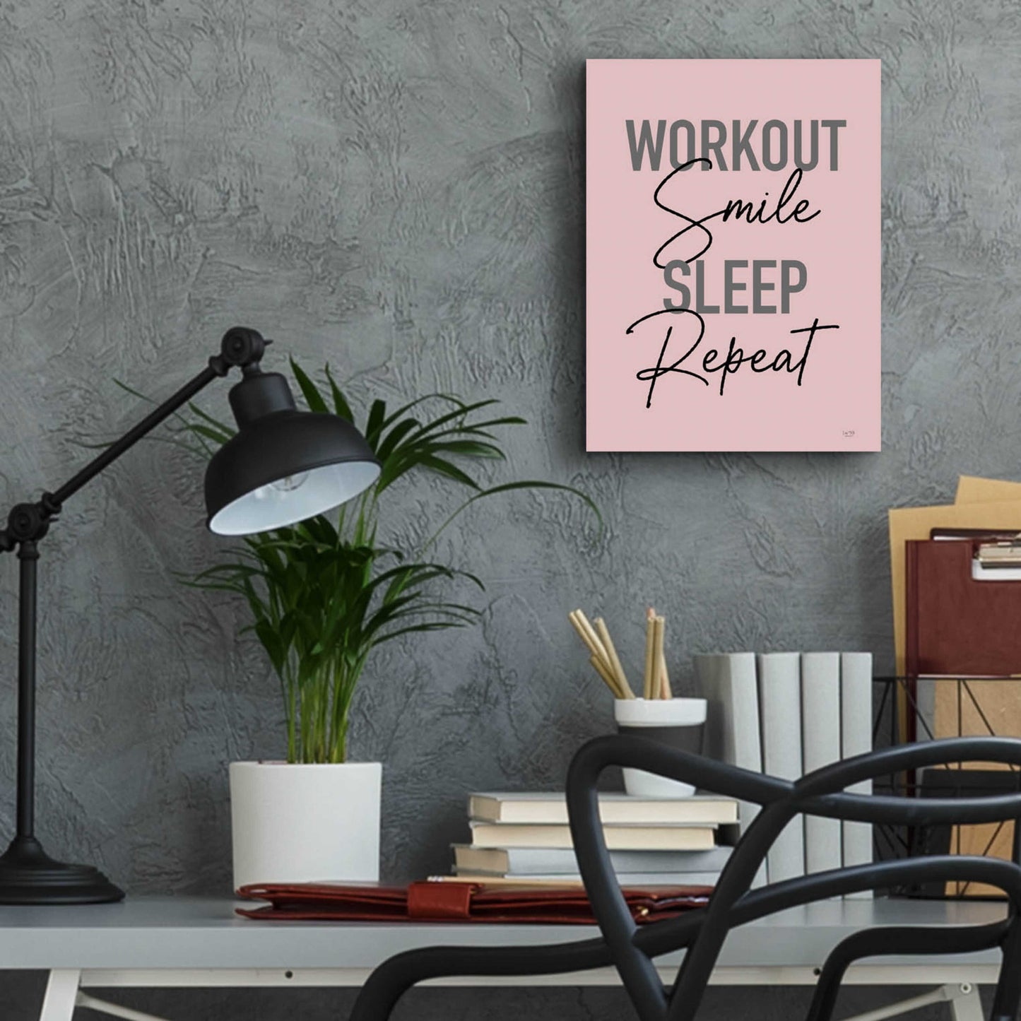 Epic Art 'Workout, Smile, Sleep, Repeat' by Lux + Me Designs, Acrylic Glass Wall Art,12x16