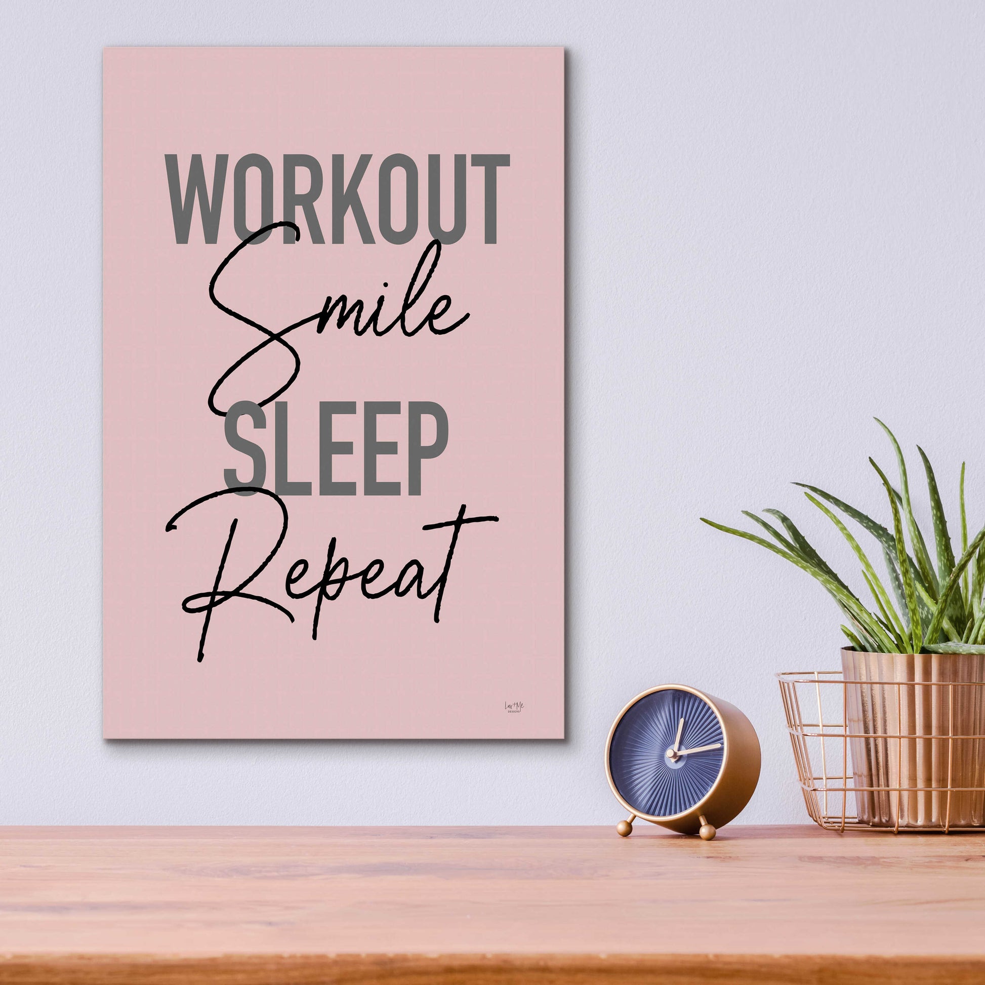 Epic Art 'Workout, Smile, Sleep, Repeat' by Lux + Me Designs, Acrylic Glass Wall Art,12x16