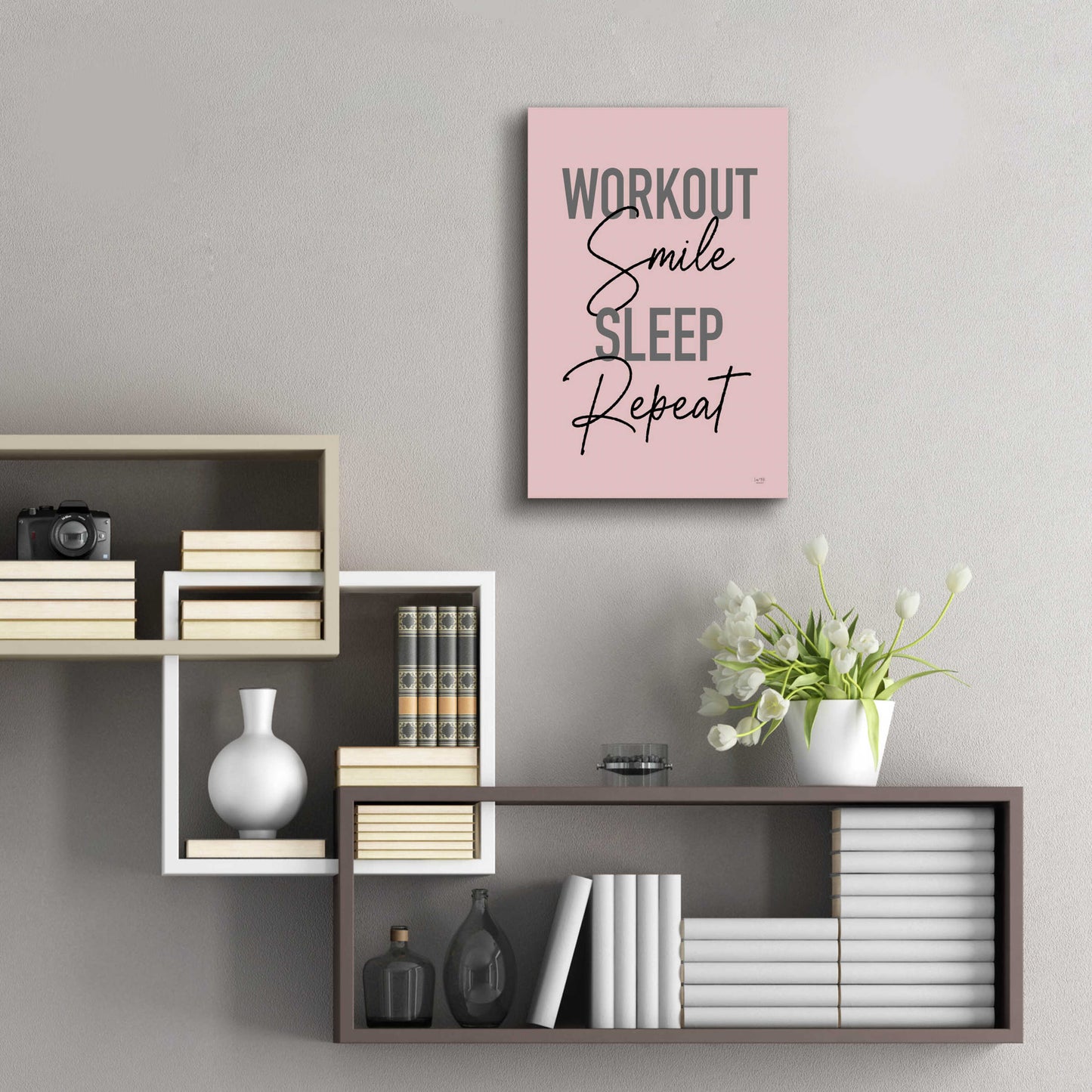 Epic Art 'Workout, Smile, Sleep, Repeat' by Lux + Me Designs, Acrylic Glass Wall Art,16x24