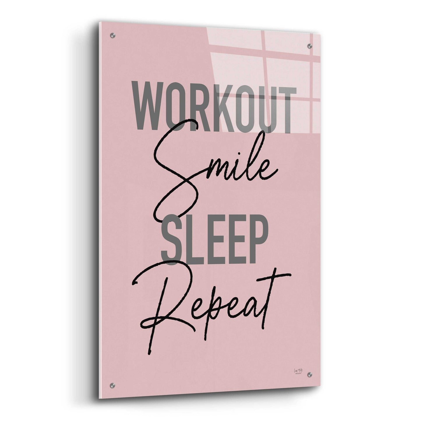 Epic Art 'Workout, Smile, Sleep, Repeat' by Lux + Me Designs, Acrylic Glass Wall Art,24x36