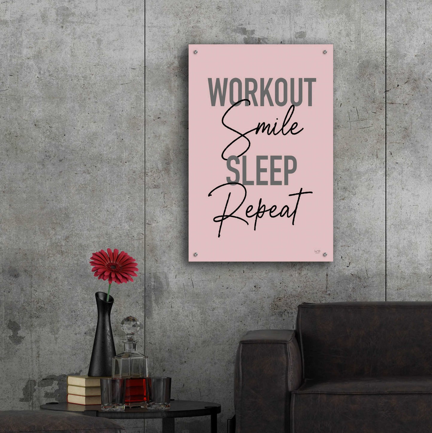 Epic Art 'Workout, Smile, Sleep, Repeat' by Lux + Me Designs, Acrylic Glass Wall Art,24x36