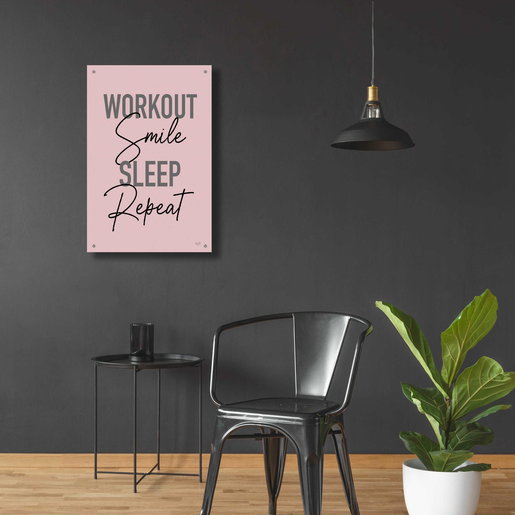 Epic Art 'Workout, Smile, Sleep, Repeat' by Lux + Me Designs, Acrylic Glass Wall Art,24x36