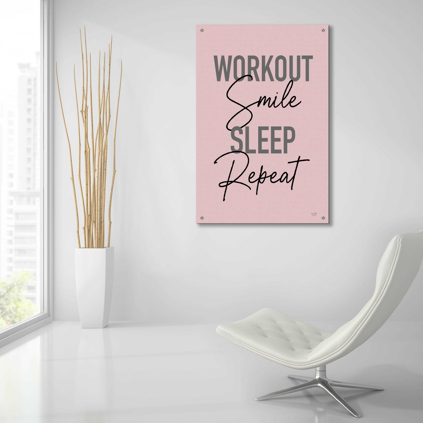 Epic Art 'Workout, Smile, Sleep, Repeat' by Lux + Me Designs, Acrylic Glass Wall Art,24x36