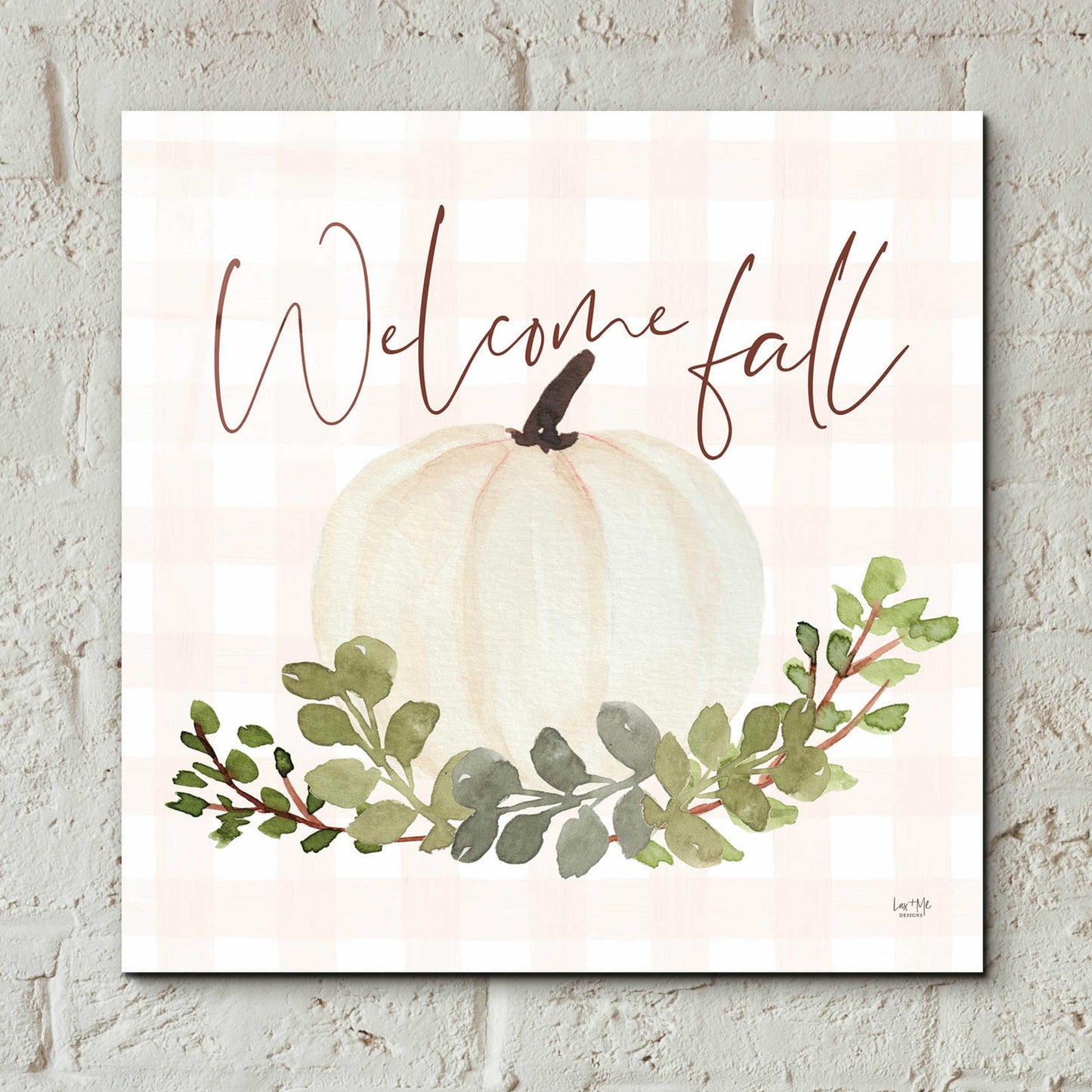 Epic Art 'Welcome Fall Pumpkin' by Lux + Me Designs, Acrylic Glass Wall Art,12x12