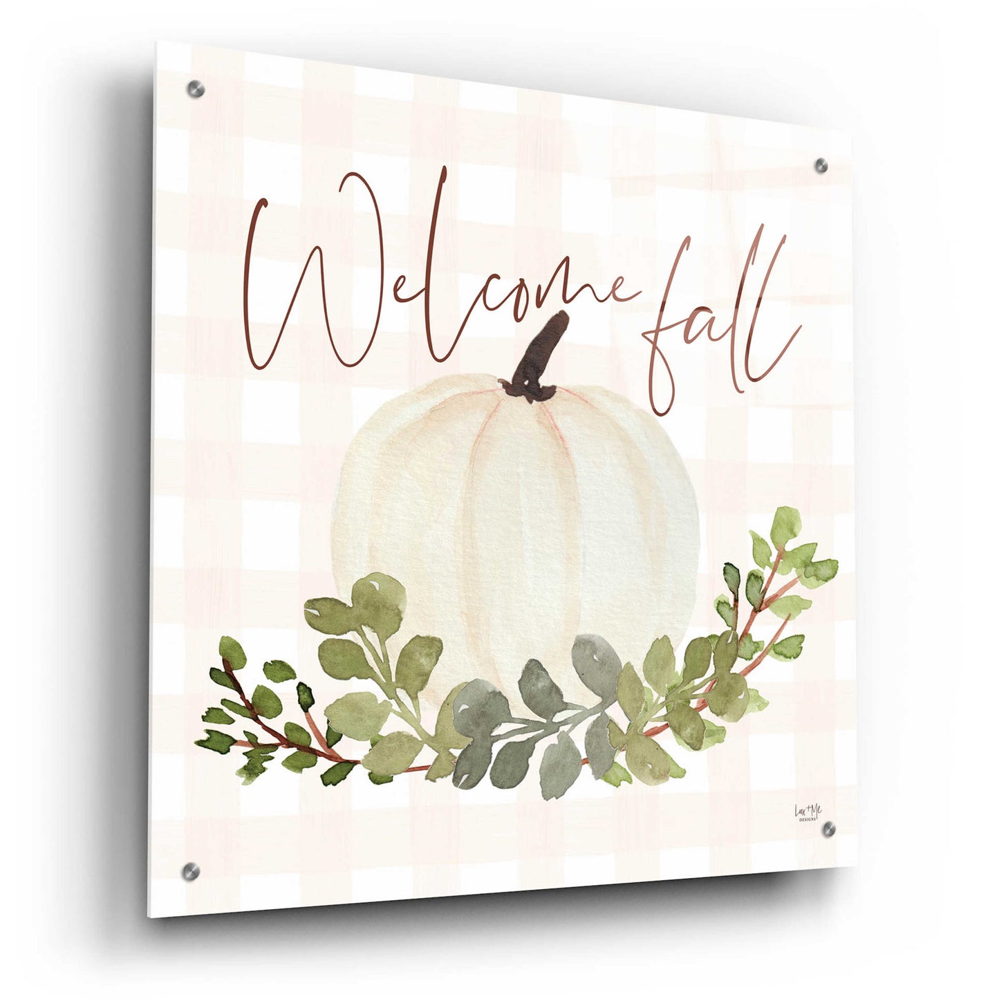 Epic Art 'Welcome Fall Pumpkin' by Lux + Me Designs, Acrylic Glass Wall Art,24x24