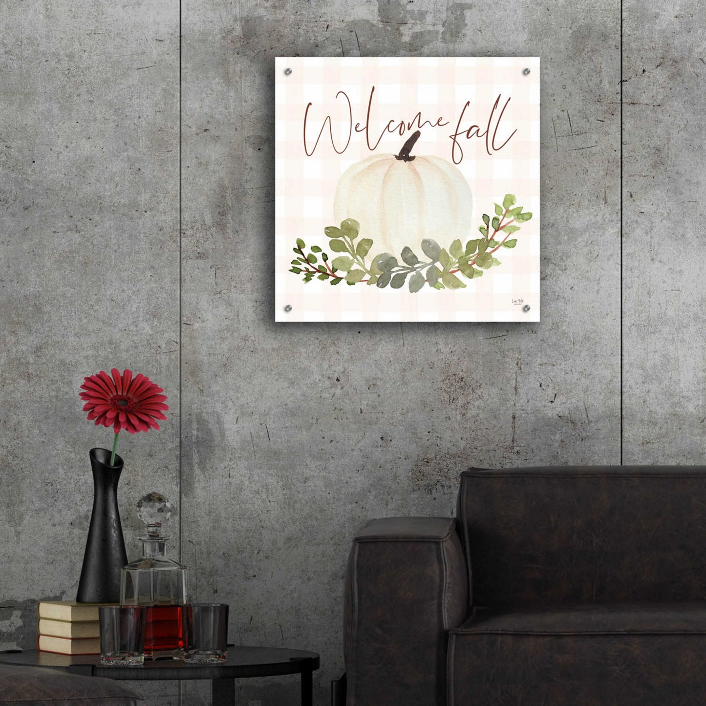 Epic Art 'Welcome Fall Pumpkin' by Lux + Me Designs, Acrylic Glass Wall Art,24x24