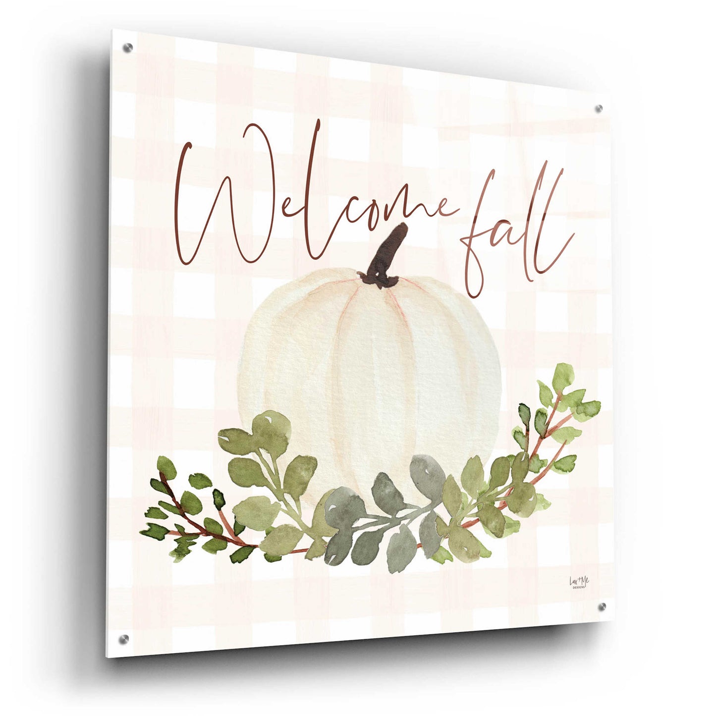 Epic Art 'Welcome Fall Pumpkin' by Lux + Me Designs, Acrylic Glass Wall Art,36x36