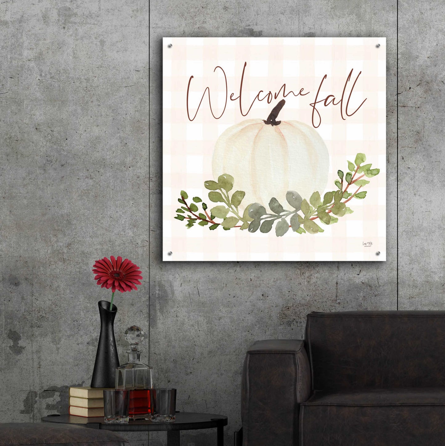 Epic Art 'Welcome Fall Pumpkin' by Lux + Me Designs, Acrylic Glass Wall Art,36x36