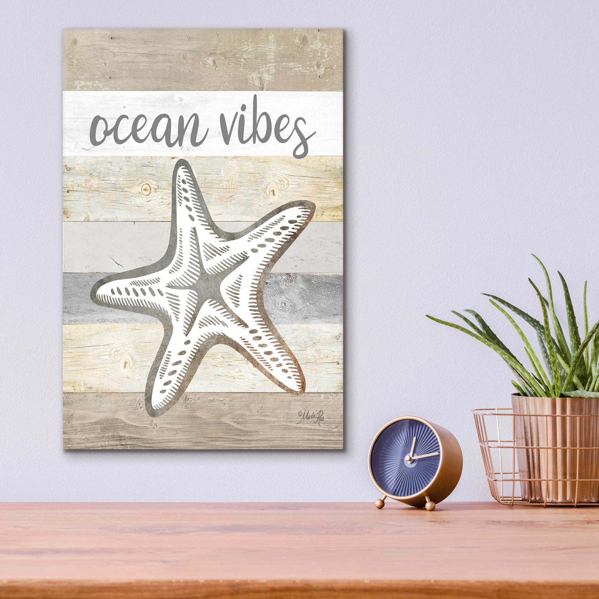 Epic Art 'Ocean Vibes Starfish' by Marla Rae, Acrylic Glass Wall Art,12x16