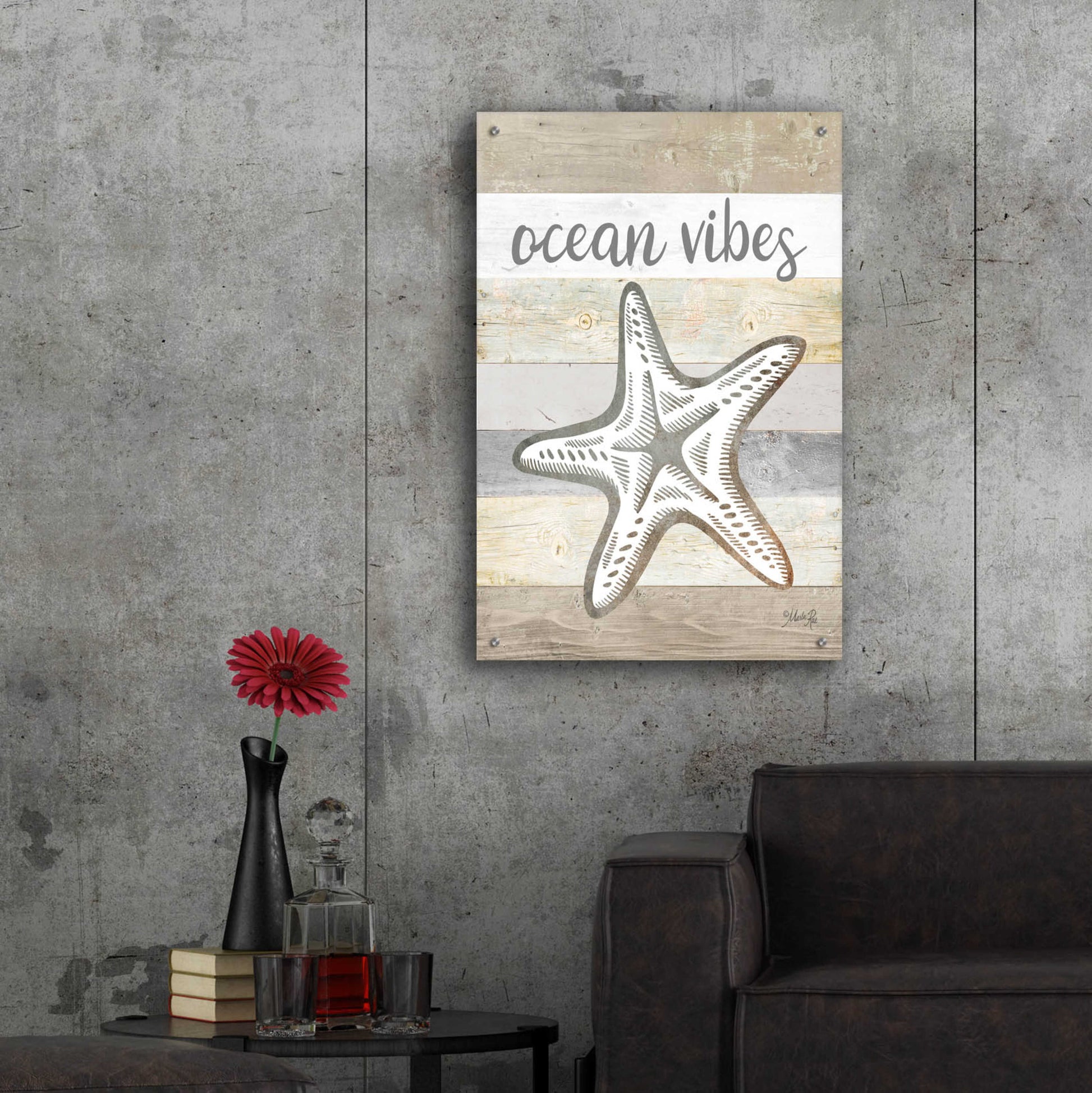 Epic Art 'Ocean Vibes Starfish' by Marla Rae, Acrylic Glass Wall Art,24x36