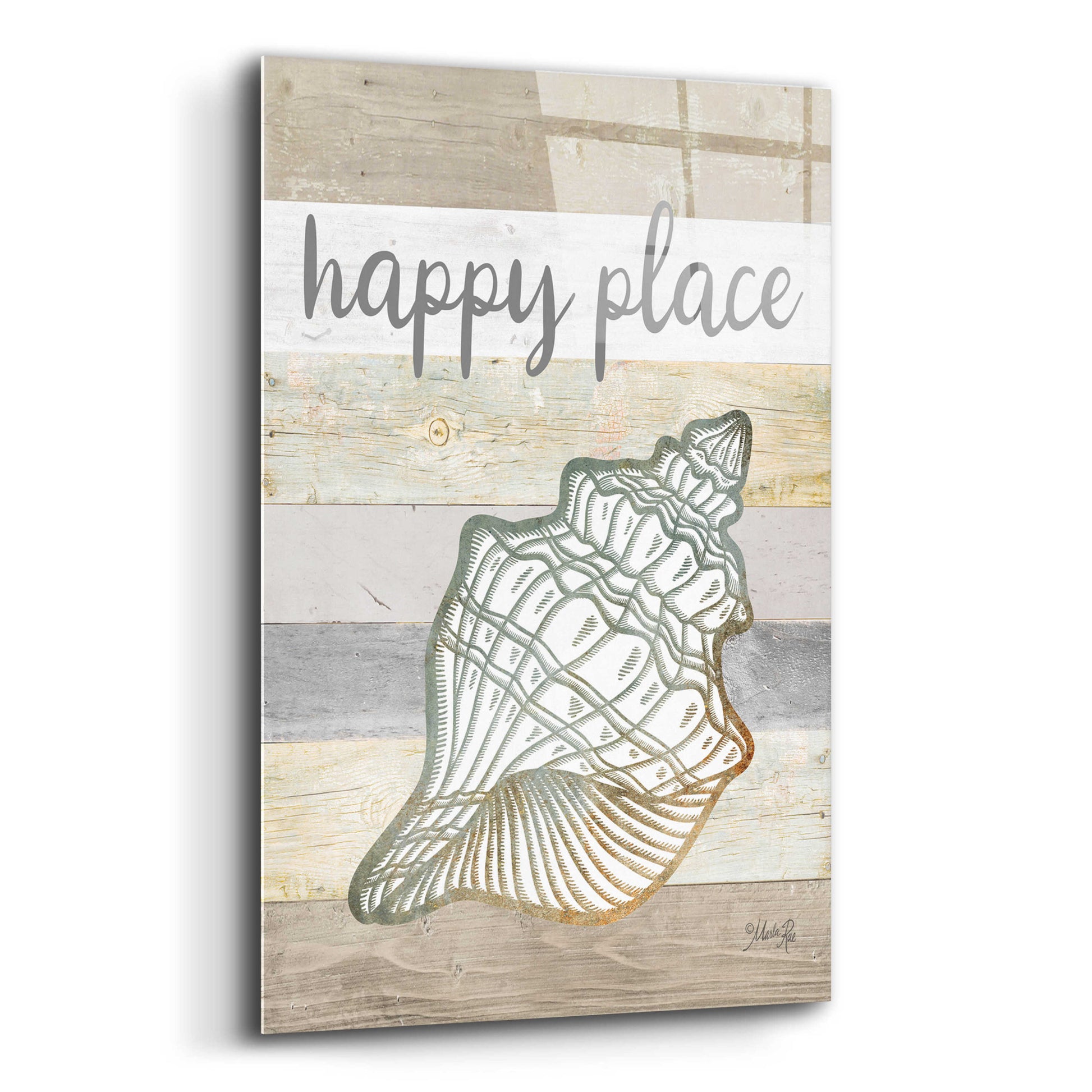 Epic Art 'Happy Place Shell' by Marla Rae, Acrylic Glass Wall Art,12x16