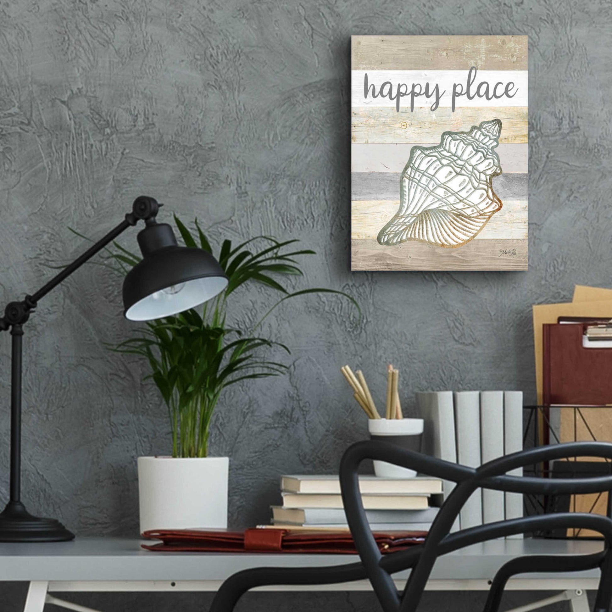 Epic Art 'Happy Place Shell' by Marla Rae, Acrylic Glass Wall Art,12x16