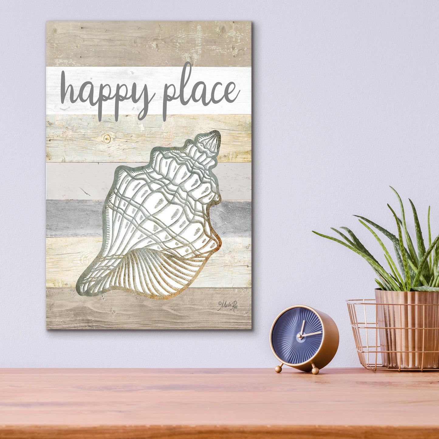 Epic Art 'Happy Place Shell' by Marla Rae, Acrylic Glass Wall Art,12x16