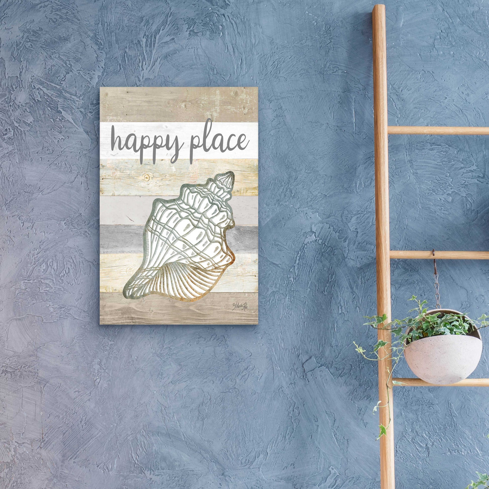 Epic Art 'Happy Place Shell' by Marla Rae, Acrylic Glass Wall Art,16x24