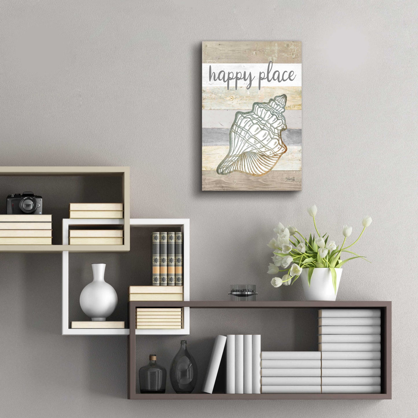 Epic Art 'Happy Place Shell' by Marla Rae, Acrylic Glass Wall Art,16x24