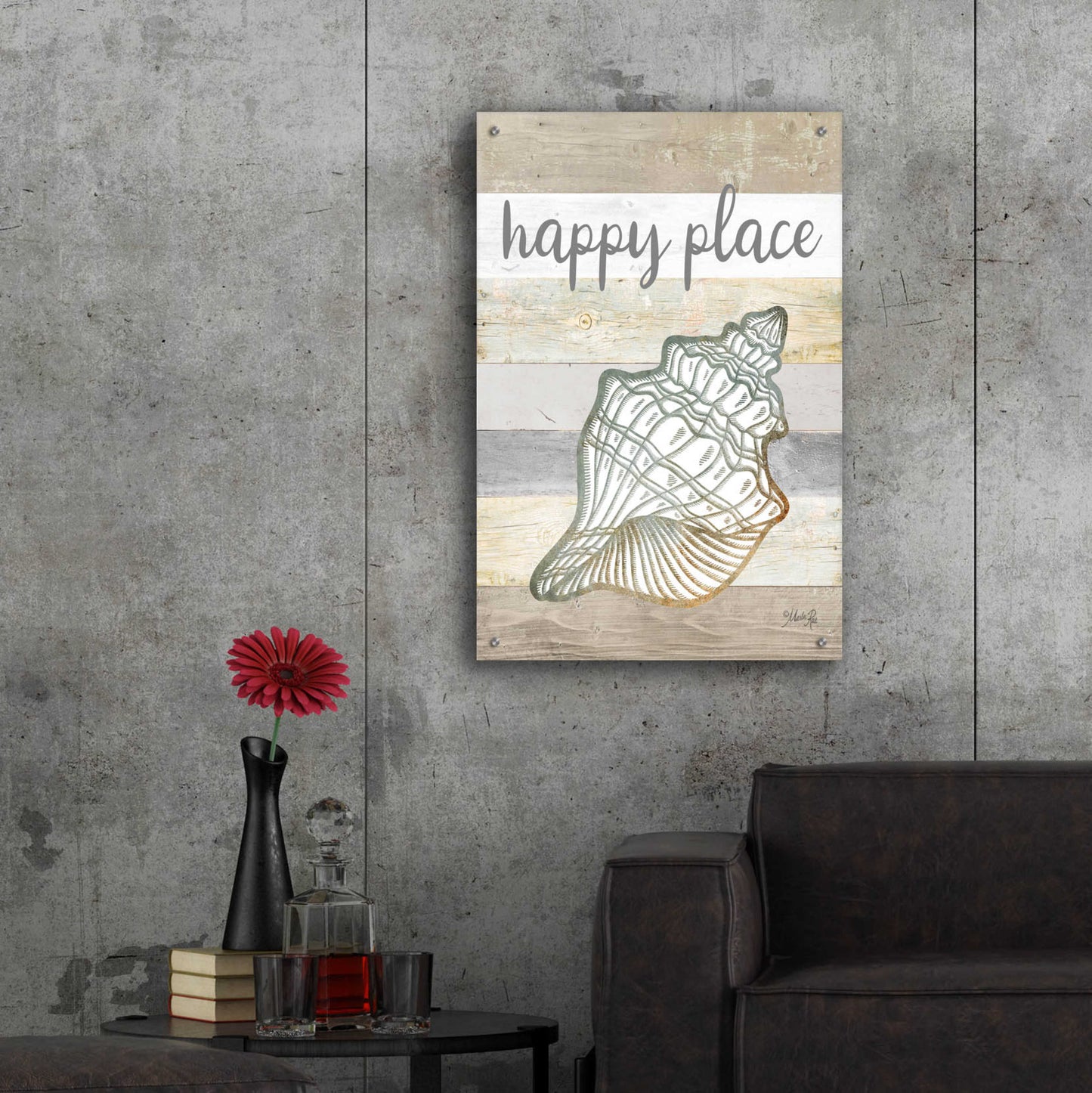 Epic Art 'Happy Place Shell' by Marla Rae, Acrylic Glass Wall Art,24x36