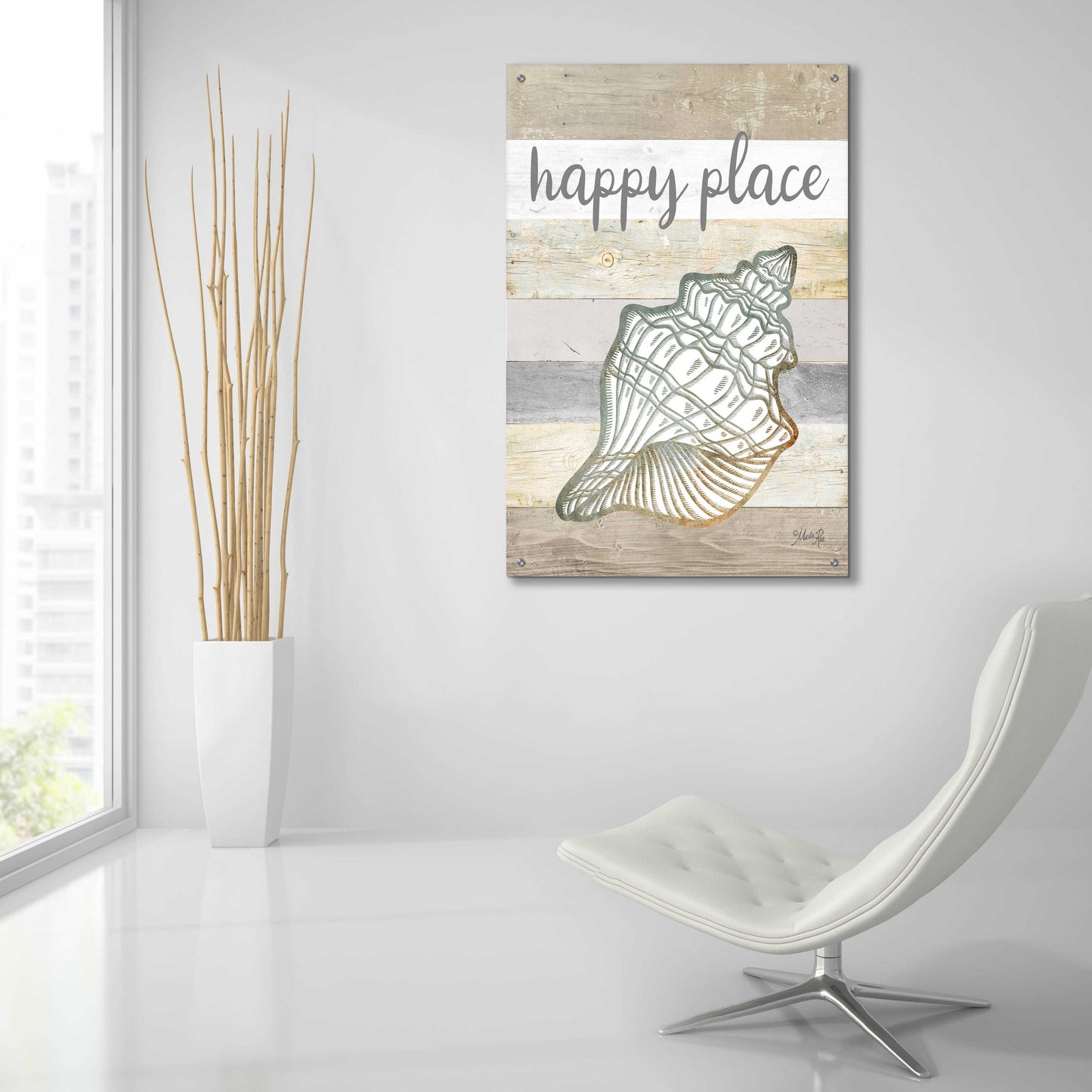 Epic Art 'Happy Place Shell' by Marla Rae, Acrylic Glass Wall Art,24x36