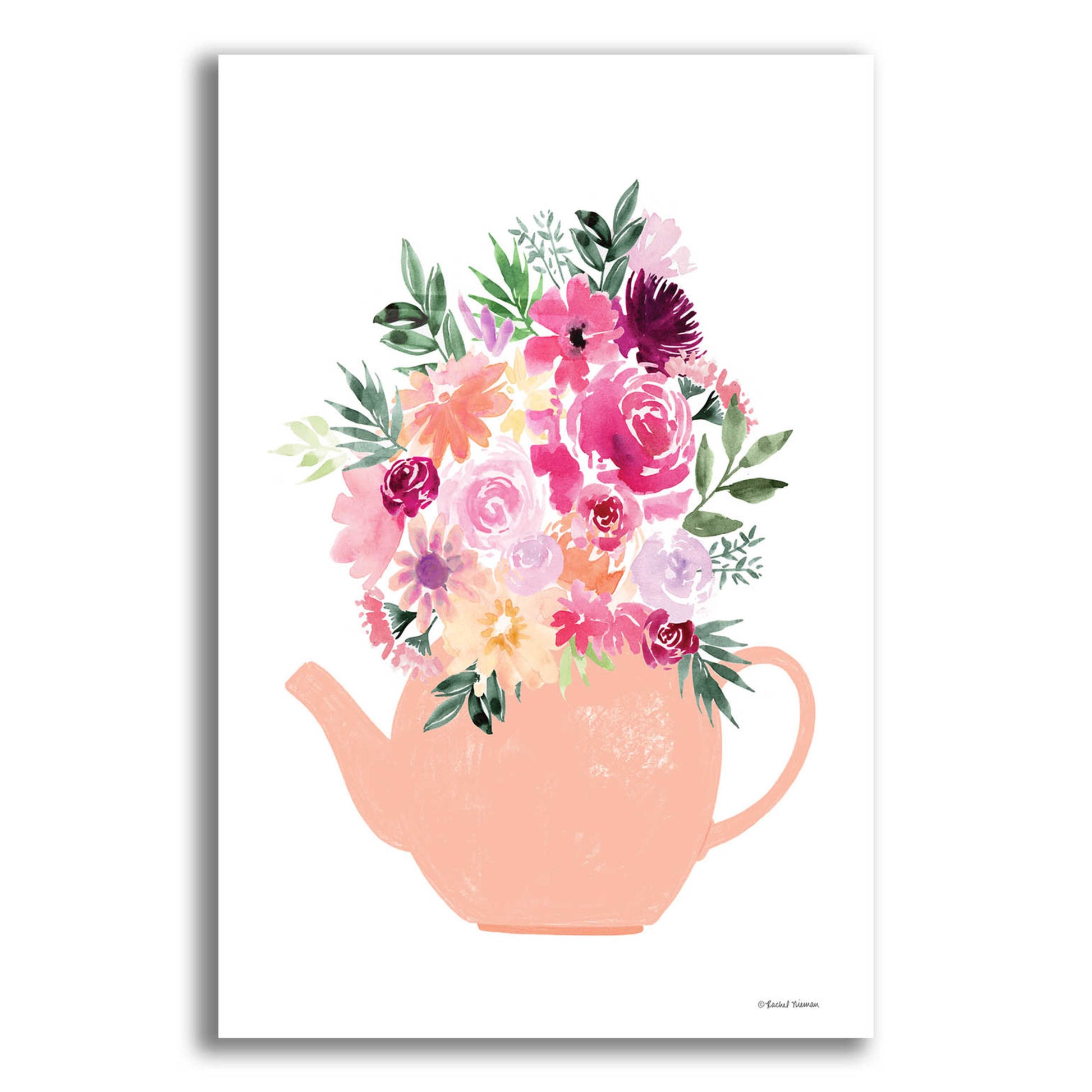 Epic Art 'Floral Teapot' by Rachel Nieman, Acrylic Glass Wall Art,12x16