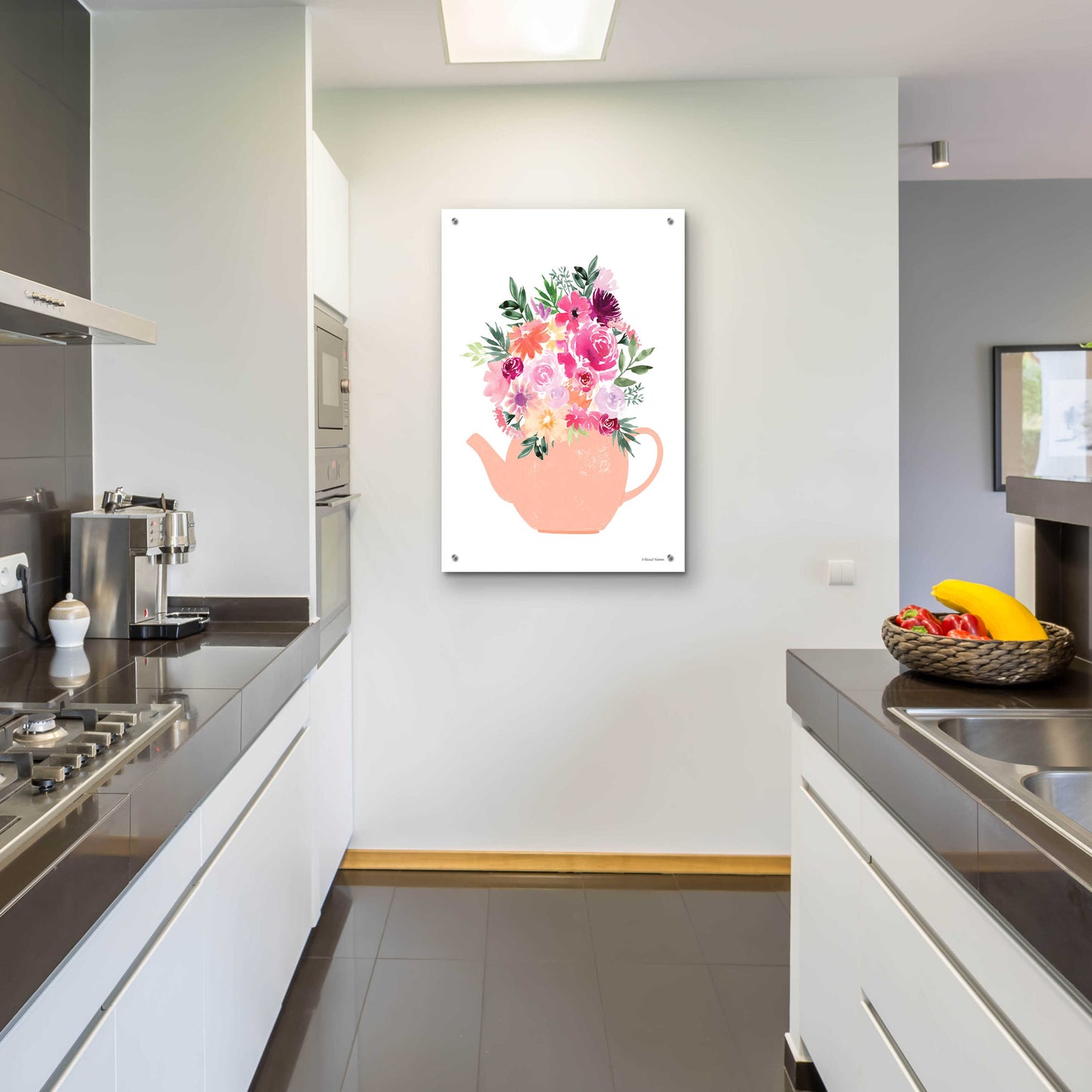 Epic Art 'Floral Teapot' by Rachel Nieman, Acrylic Glass Wall Art,24x36