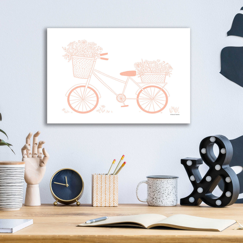 Epic Art 'Pink Flower Bike' by Rachel Nieman, Acrylic Glass Wall Art,16x12