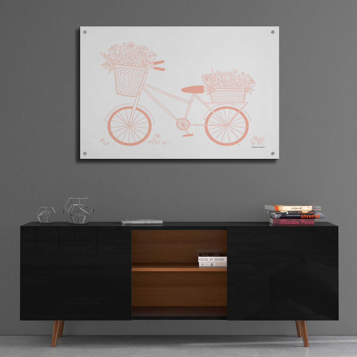 Epic Art 'Pink Flower Bike' by Rachel Nieman, Acrylic Glass Wall Art,36x24