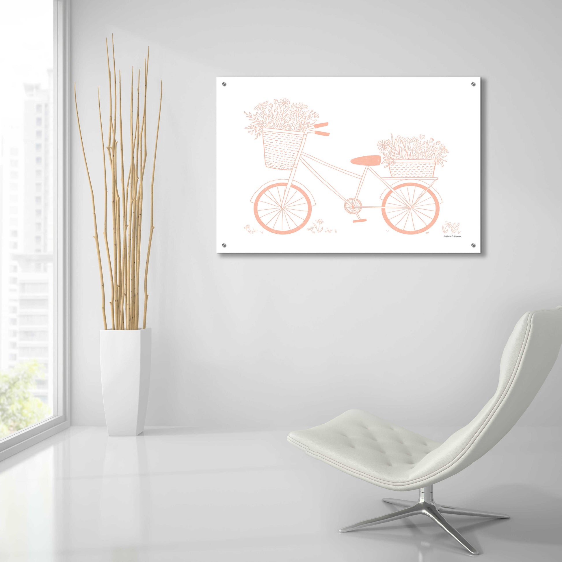 Epic Art 'Pink Flower Bike' by Rachel Nieman, Acrylic Glass Wall Art,36x24
