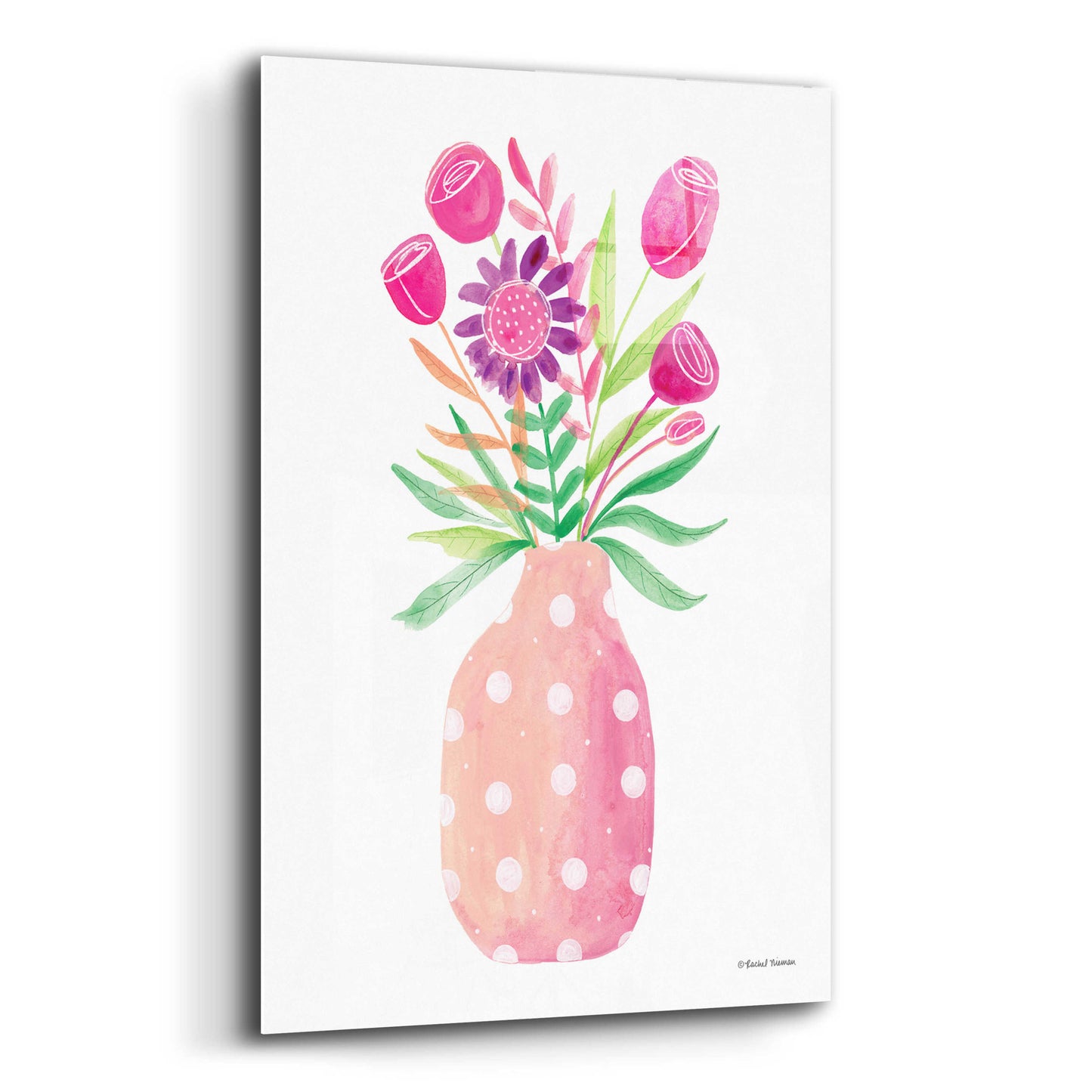 Epic Art 'Pretty in Pink Flower Pot' by Rachel Nieman, Acrylic Glass Wall Art,12x16