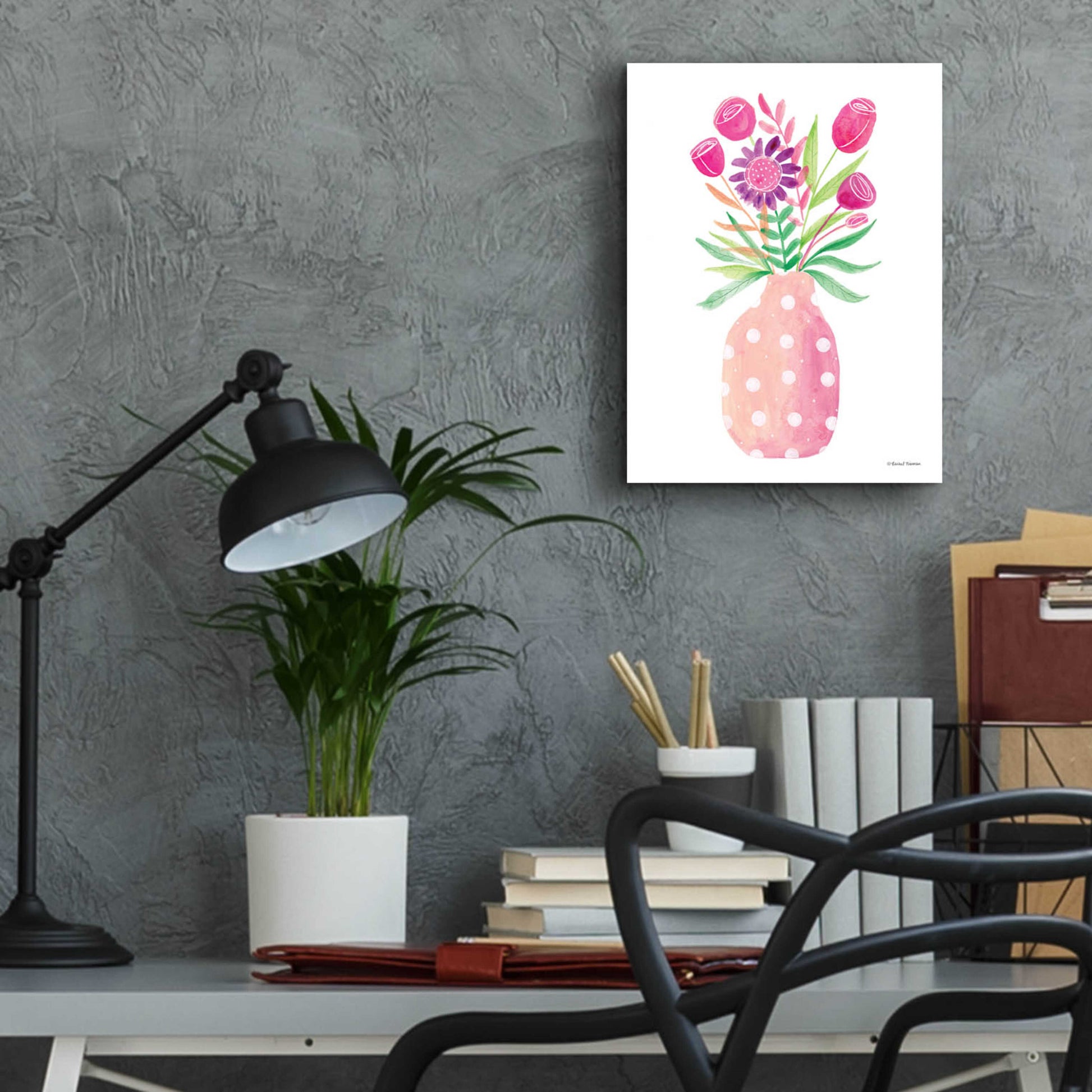 Epic Art 'Pretty in Pink Flower Pot' by Rachel Nieman, Acrylic Glass Wall Art,12x16