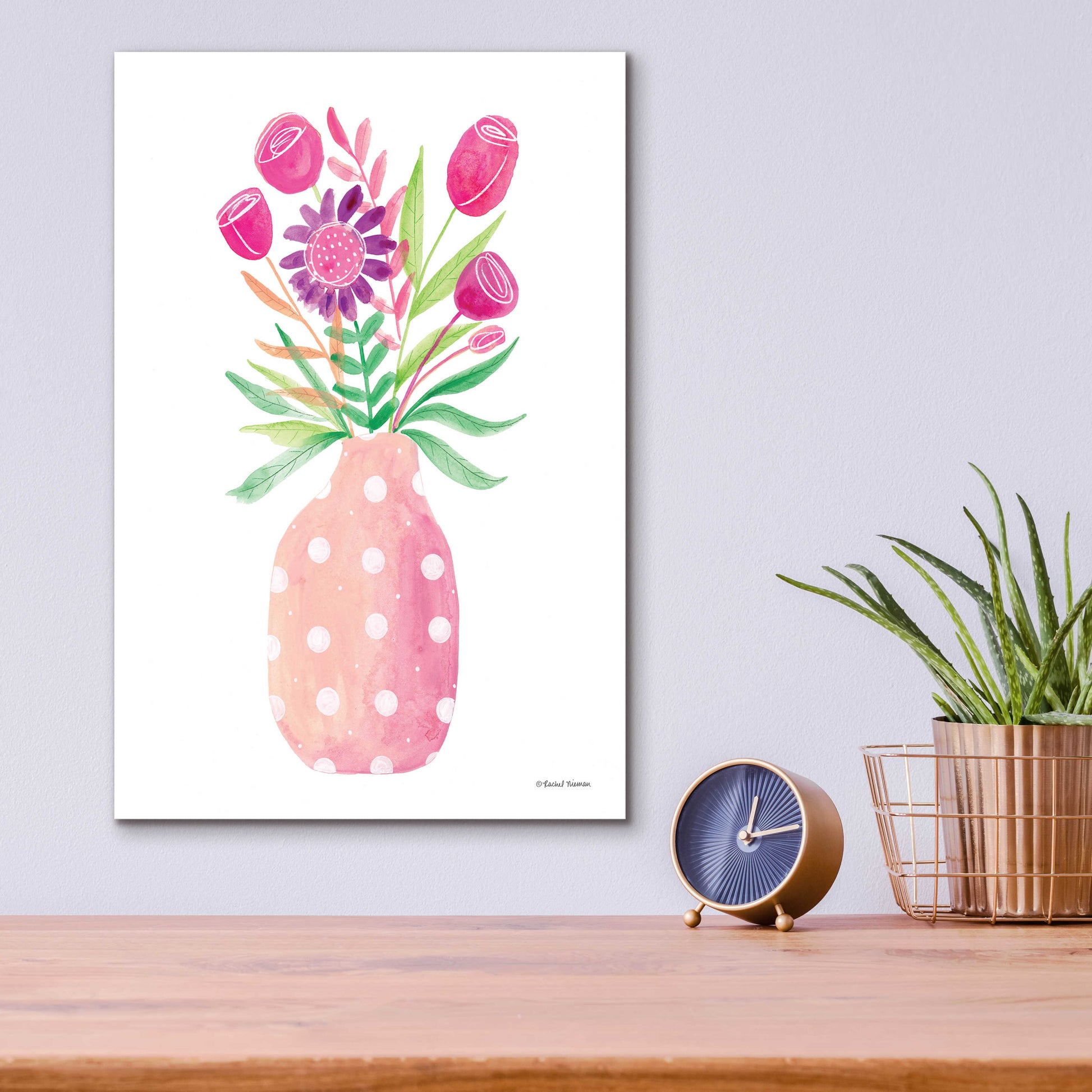 Epic Art 'Pretty in Pink Flower Pot' by Rachel Nieman, Acrylic Glass Wall Art,12x16