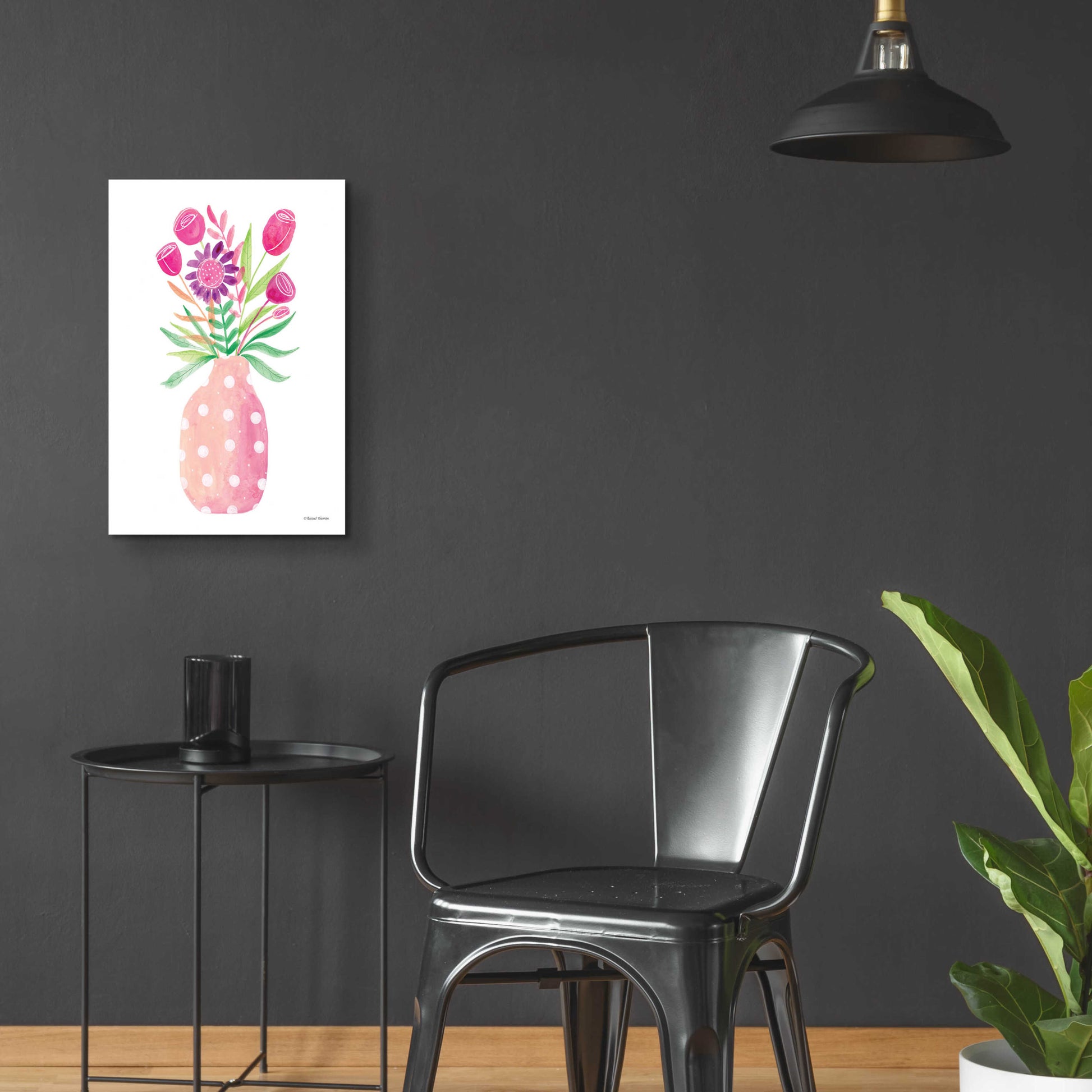 Epic Art 'Pretty in Pink Flower Pot' by Rachel Nieman, Acrylic Glass Wall Art,16x24