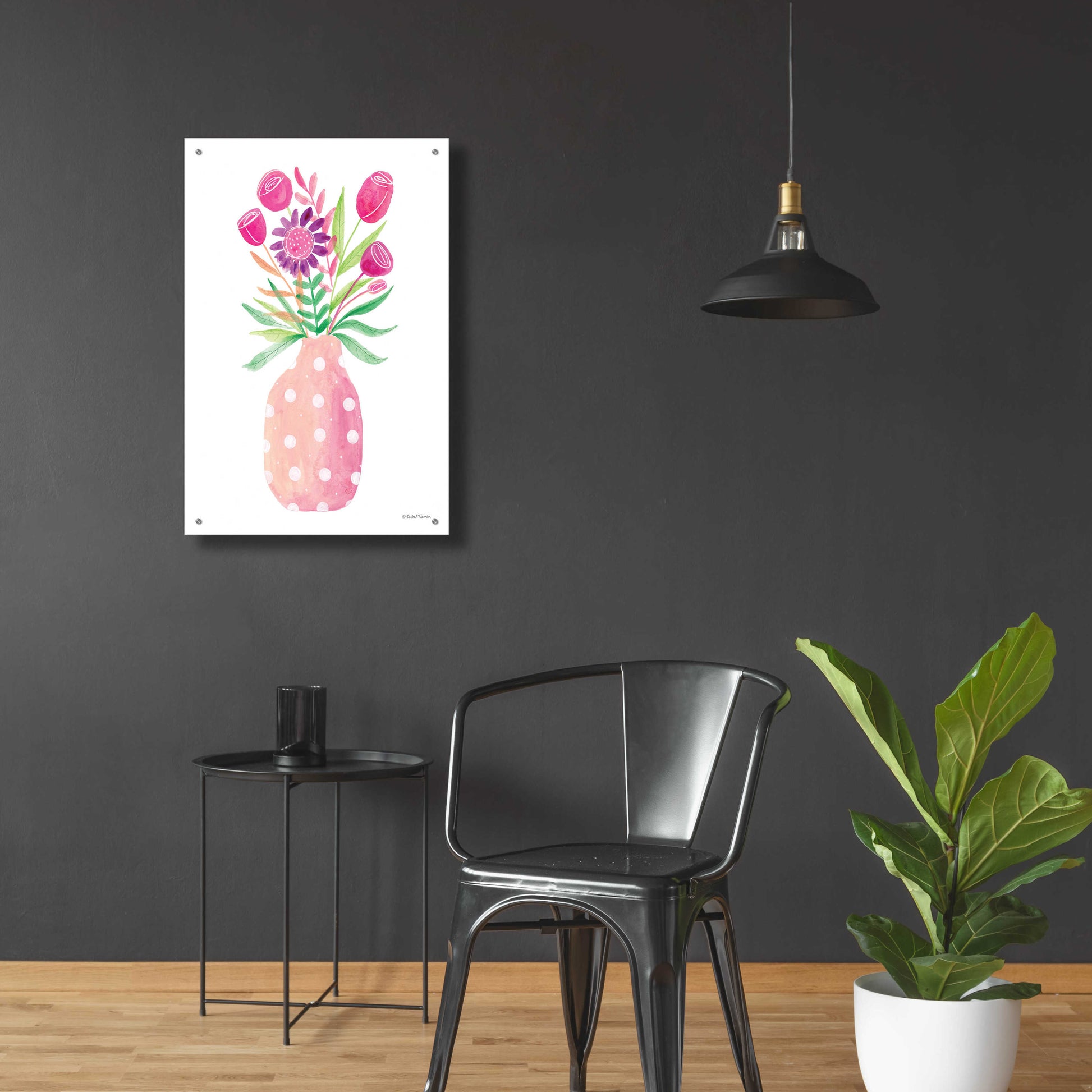 Epic Art 'Pretty in Pink Flower Pot' by Rachel Nieman, Acrylic Glass Wall Art,24x36