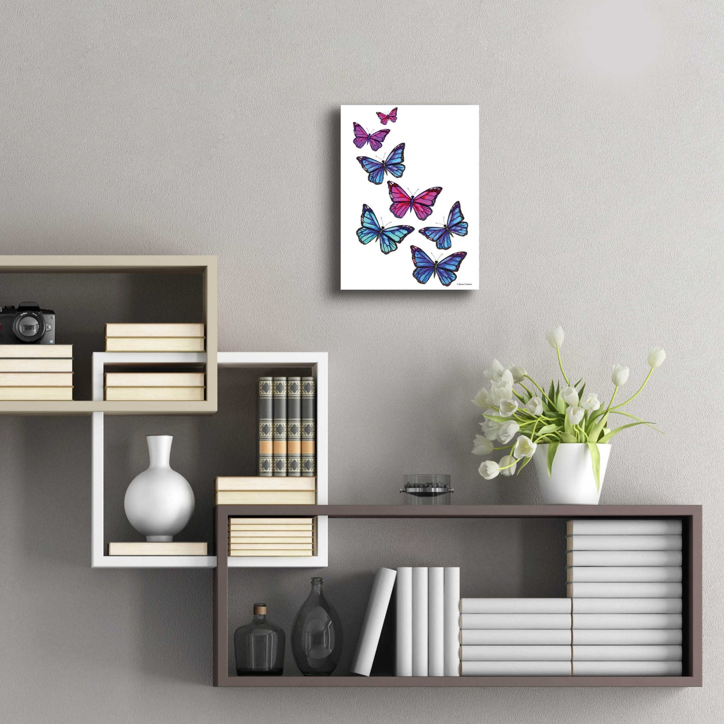 Epic Art 'Vibrant Flying Butterflies' by Rachel Nieman, Acrylic Glass Wall Art,12x16