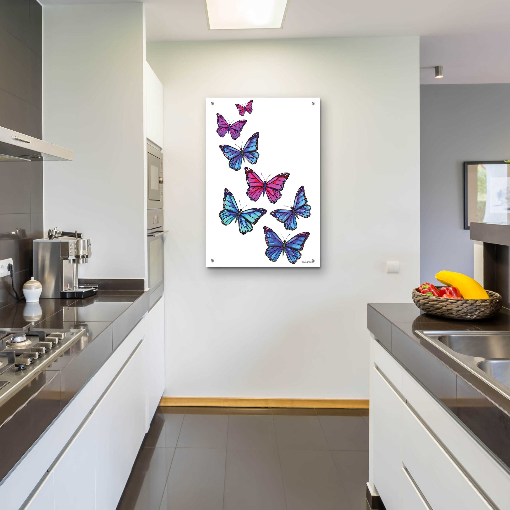 Epic Art 'Vibrant Flying Butterflies' by Rachel Nieman, Acrylic Glass Wall Art,24x36