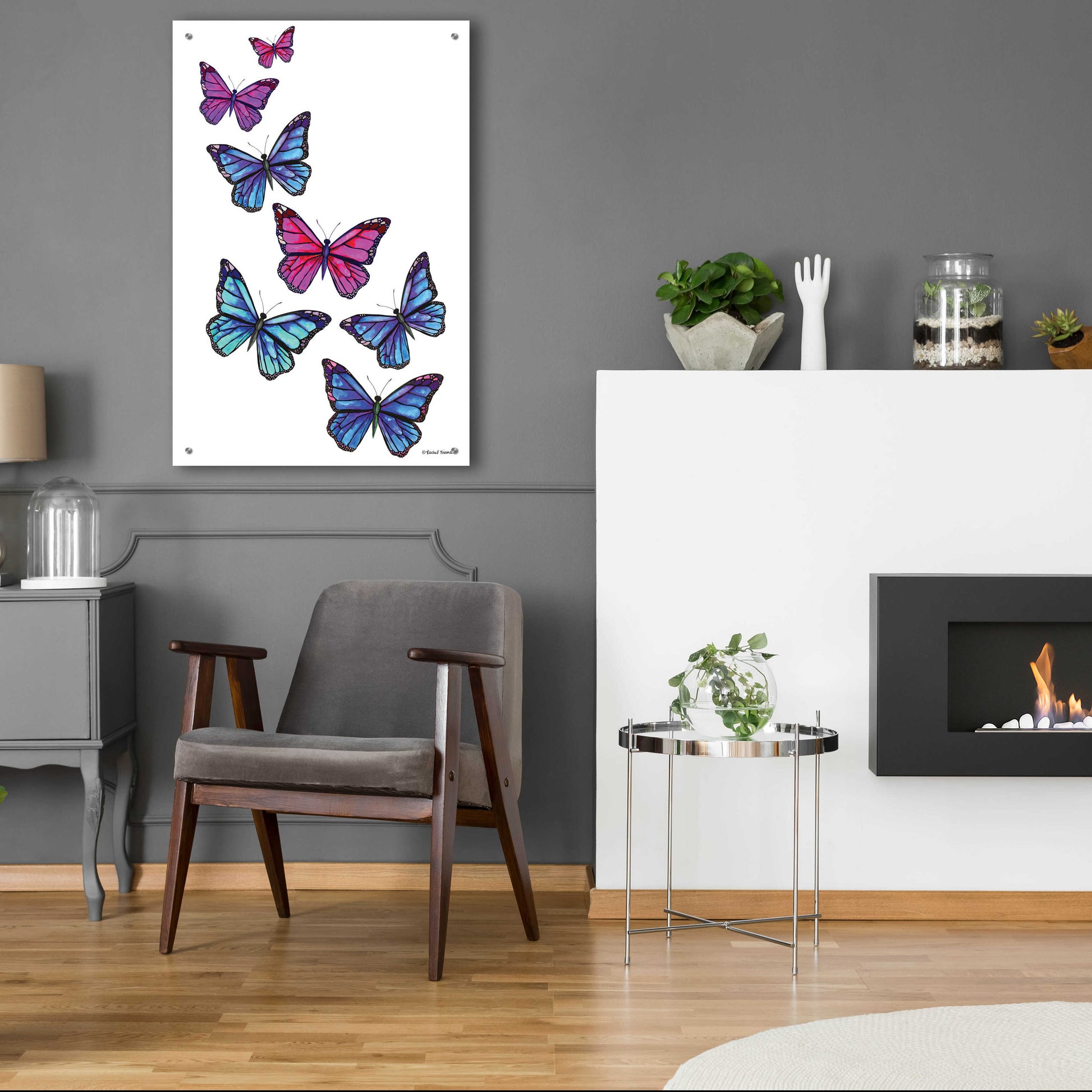 Epic Art 'Vibrant Flying Butterflies' by Rachel Nieman, Acrylic Glass Wall Art,24x36