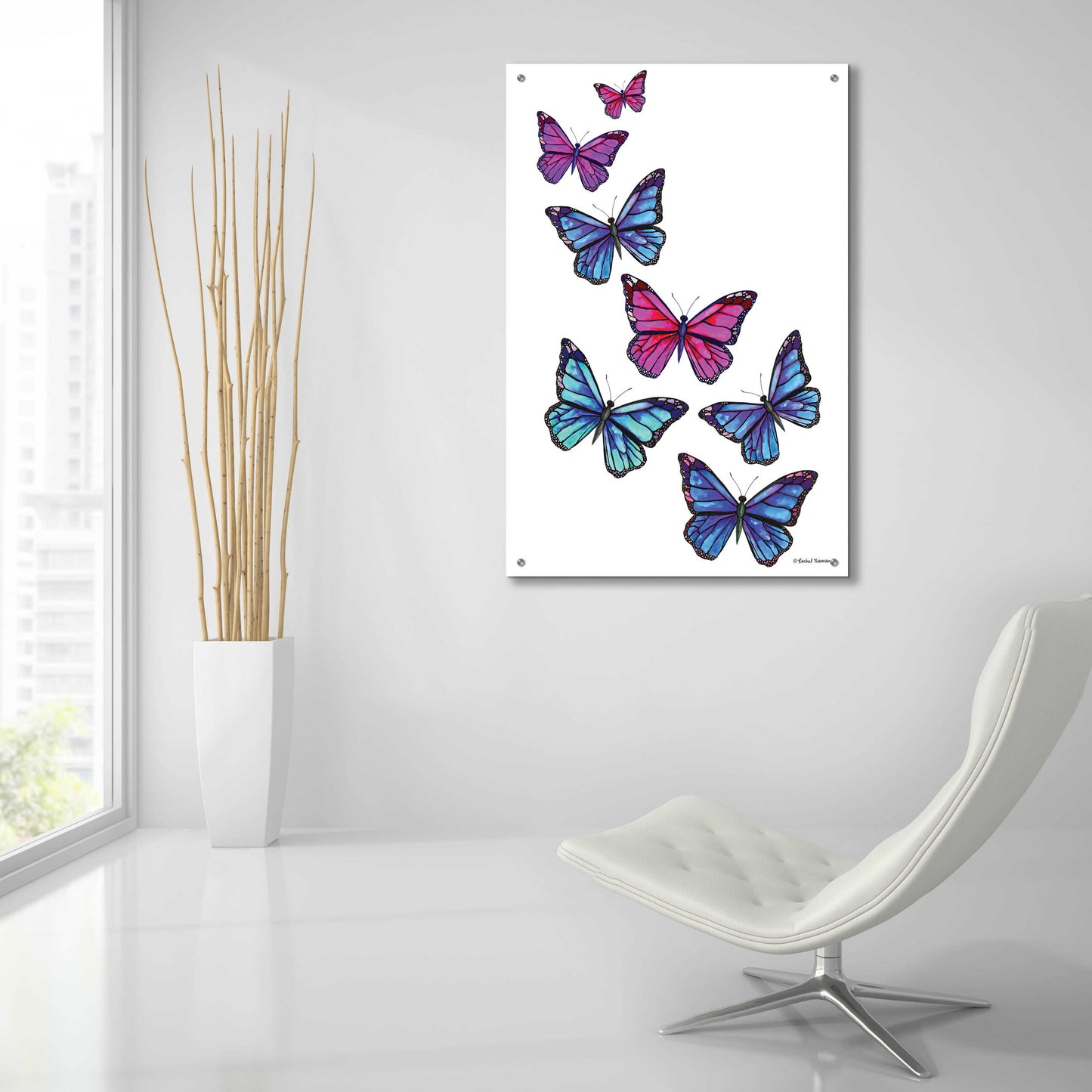 Epic Art 'Vibrant Flying Butterflies' by Rachel Nieman, Acrylic Glass Wall Art,24x36