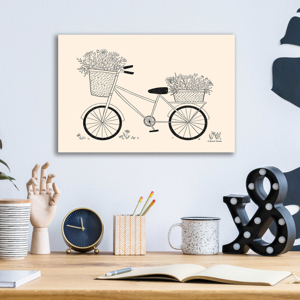 Epic Art 'Spring Flower Bike Sketch' by Rachel Nieman, Acrylic Glass Wall Art,16x12