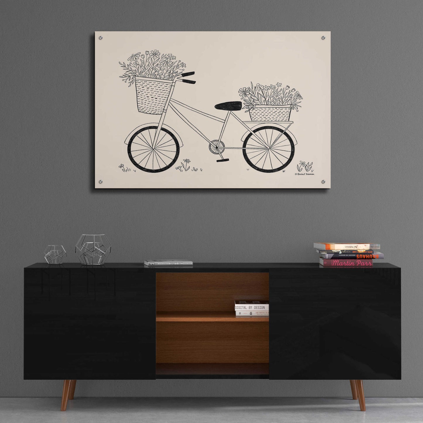 Epic Art 'Spring Flower Bike Sketch' by Rachel Nieman, Acrylic Glass Wall Art,36x24