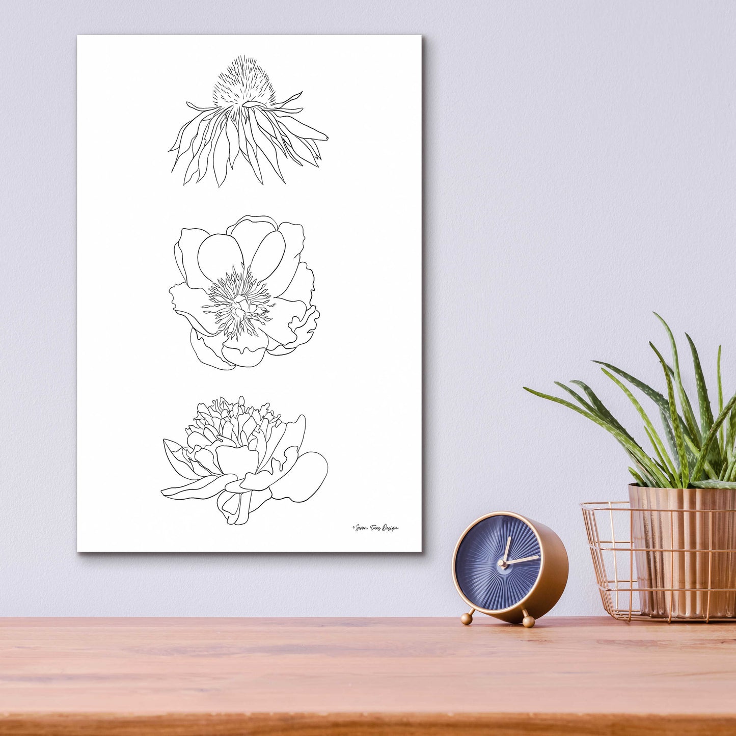 Epic Art 'Hand Drawn Flowers' by Seven Trees Design, Acrylic Glass Wall Art,12x16