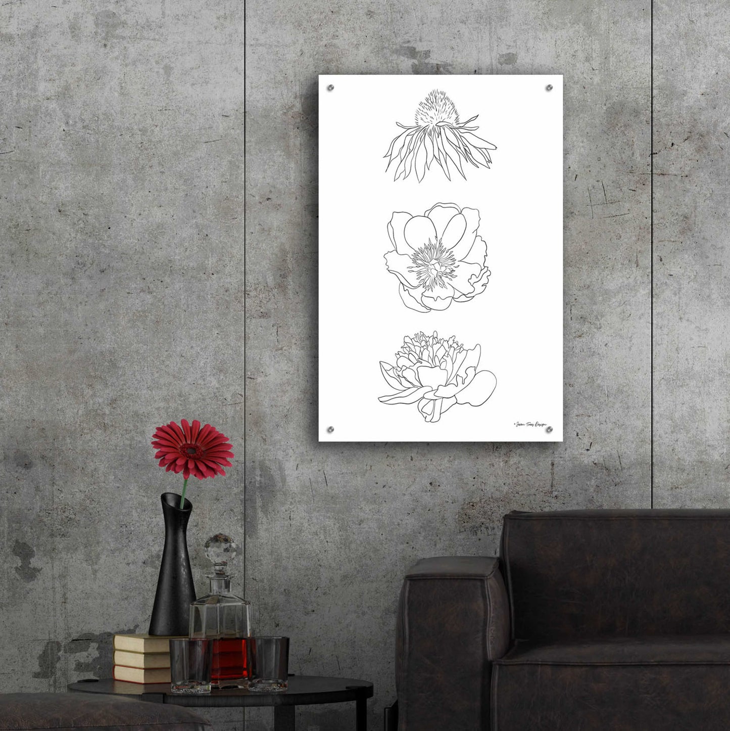 Epic Art 'Hand Drawn Flowers' by Seven Trees Design, Acrylic Glass Wall Art,24x36