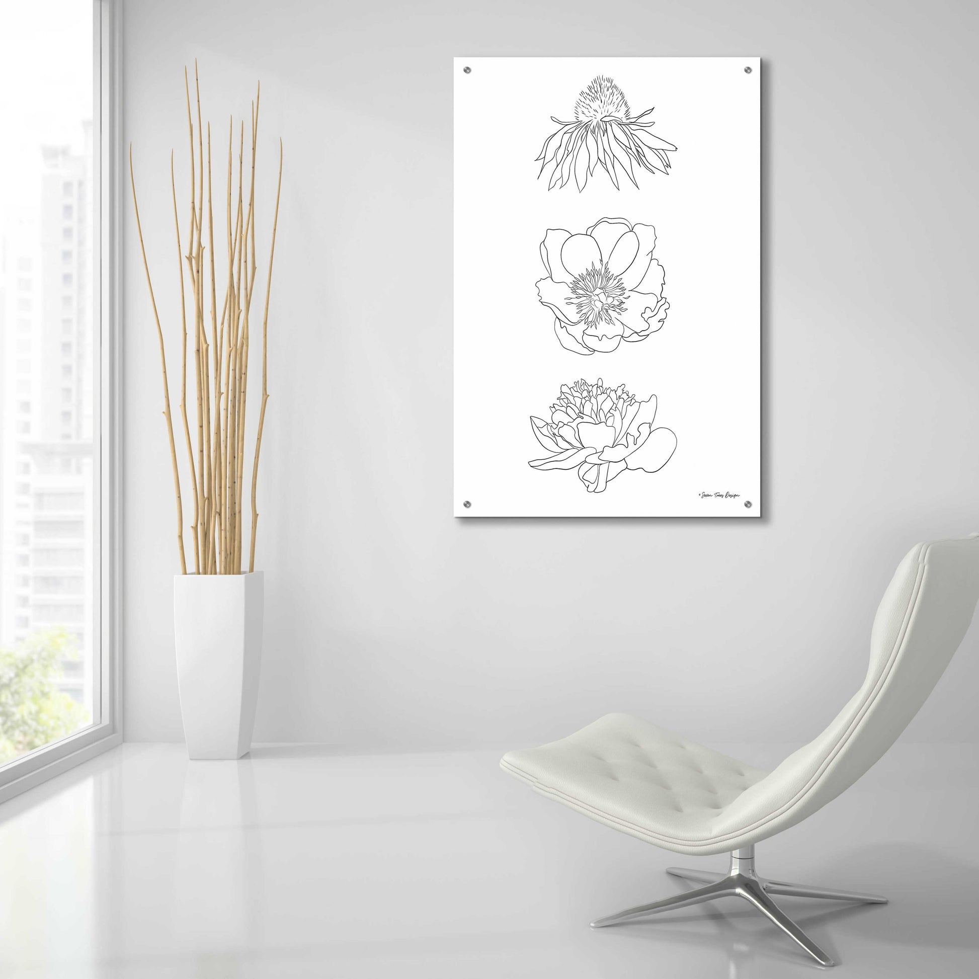 Epic Art 'Hand Drawn Flowers' by Seven Trees Design, Acrylic Glass Wall Art,24x36