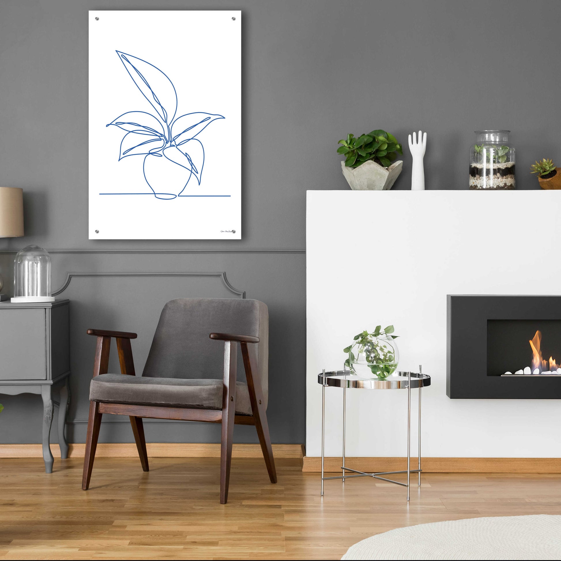 Epic Art 'One Line Plant I' by Seven Trees Design, Acrylic Glass Wall Art,24x36