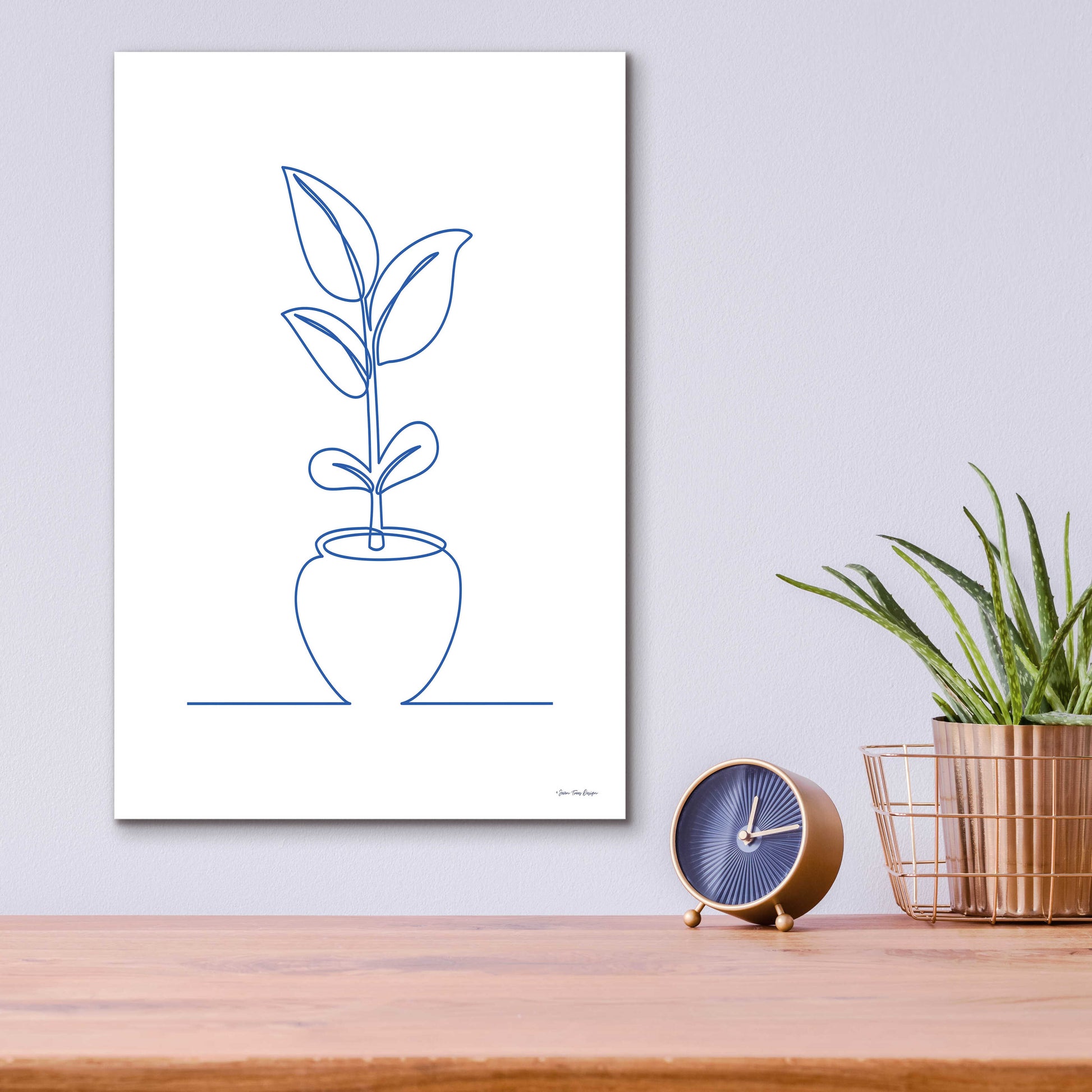 Epic Art 'One Line Plant II' by Seven Trees Design, Acrylic Glass Wall Art,12x16