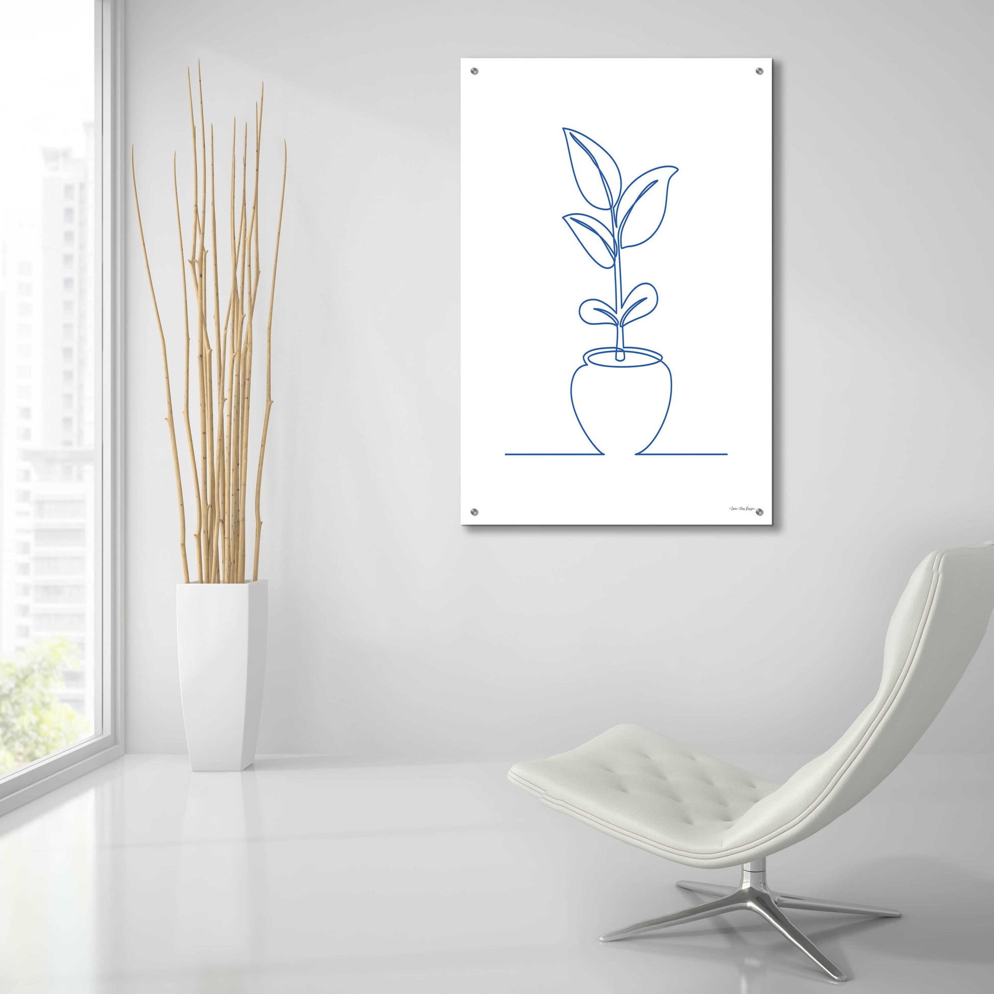 Epic Art 'One Line Plant II' by Seven Trees Design, Acrylic Glass Wall Art,24x36